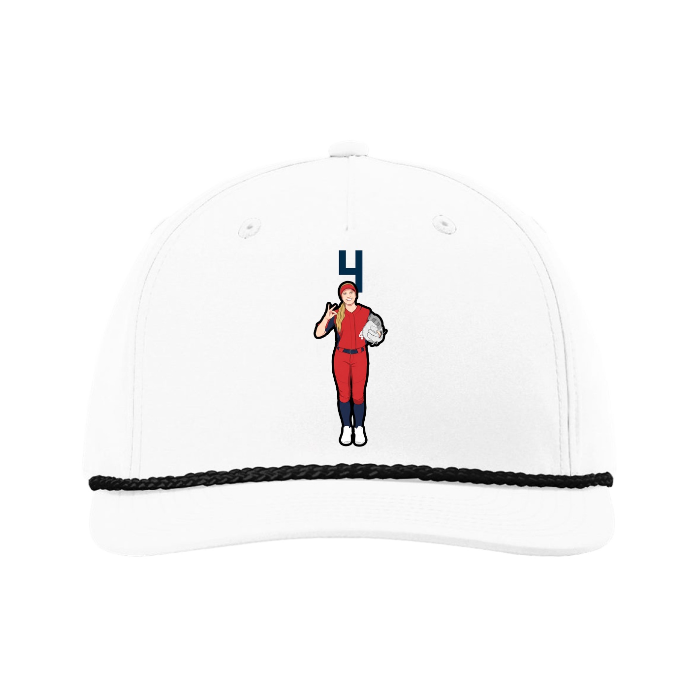 Five-Panel Classic Rope Cap — Number Top in White