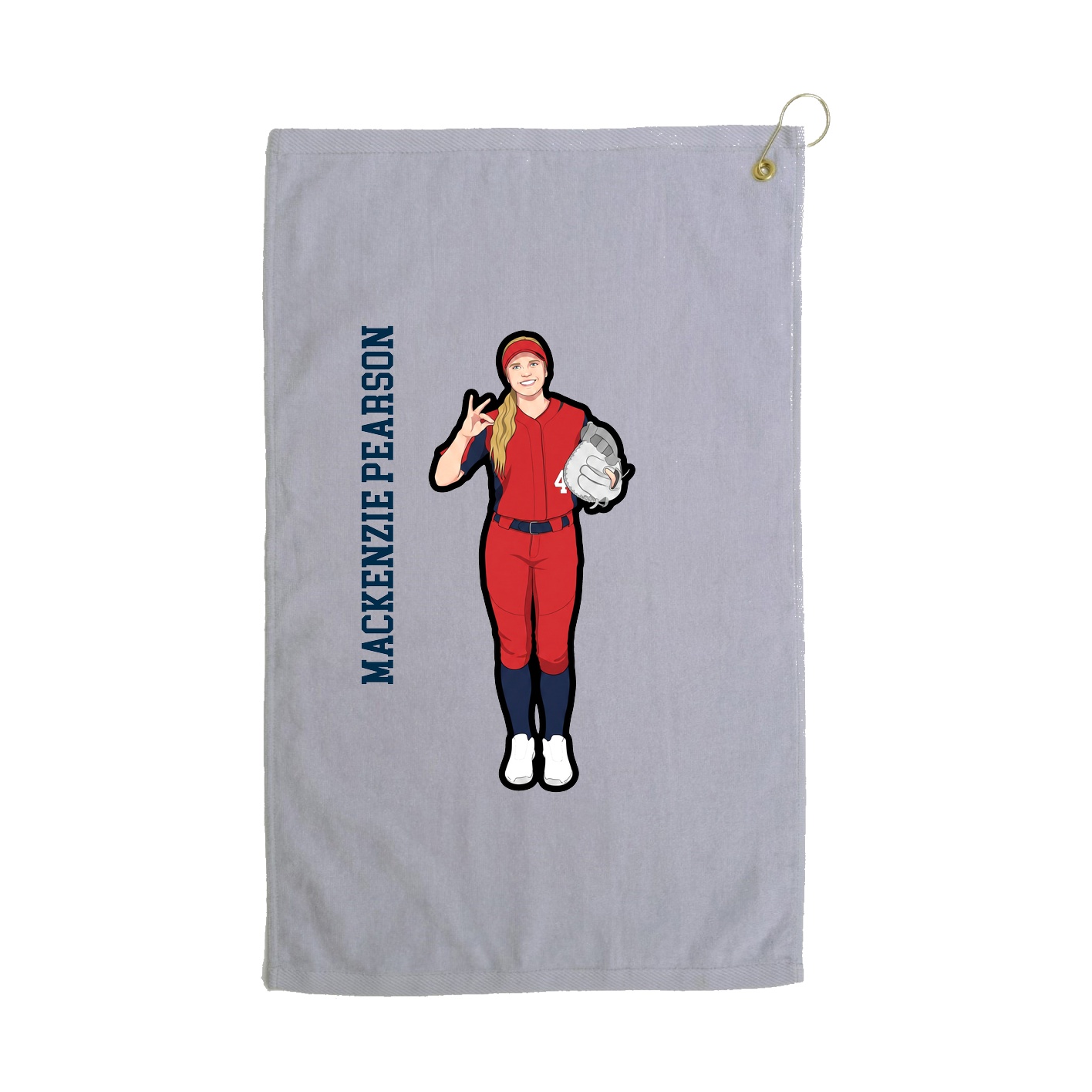 Golf Towel — Name Vertical in Grey