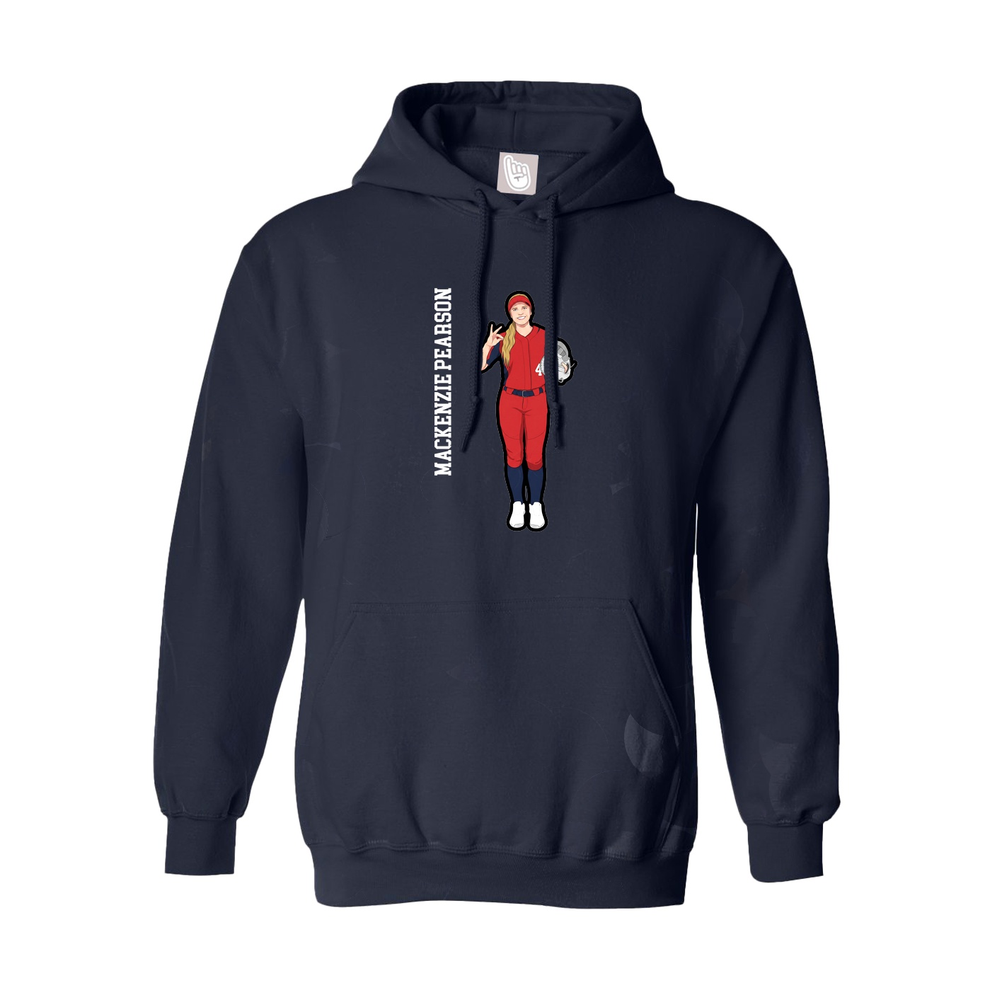 Hoodie — Name Vertical in Navy
