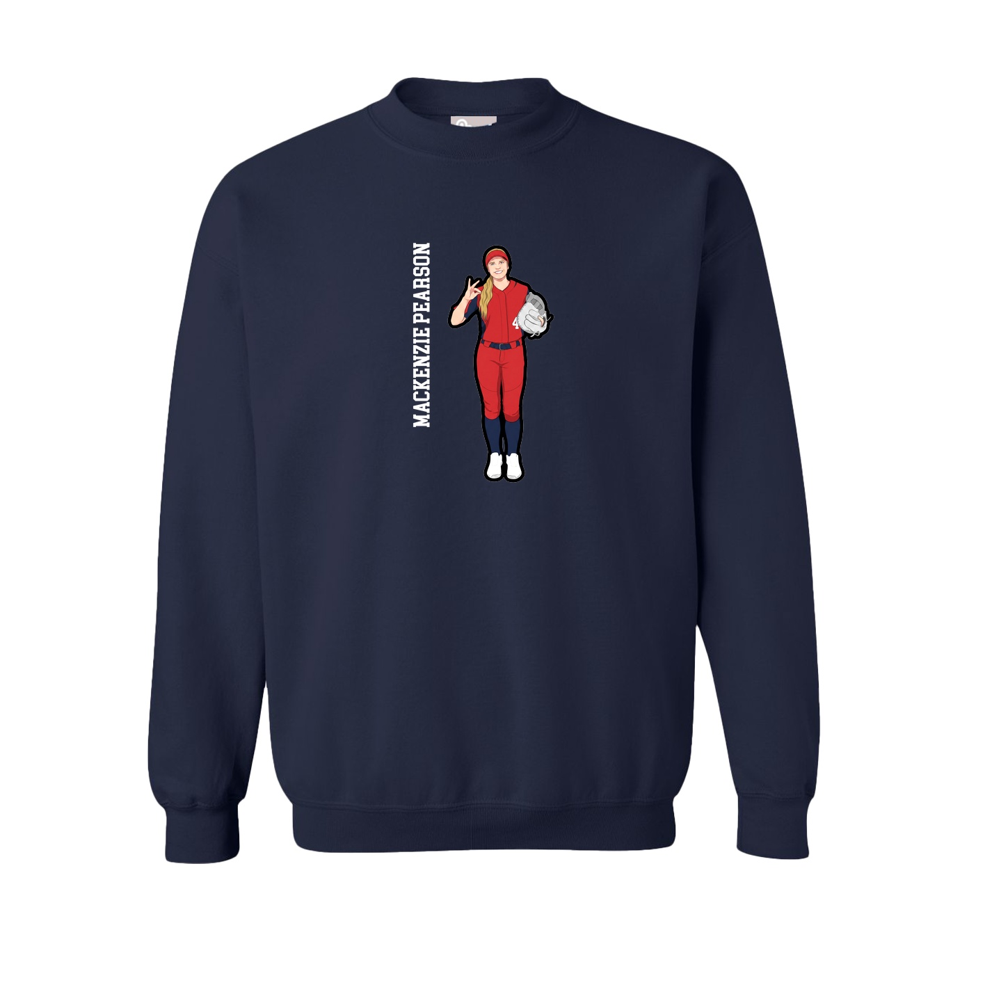 Fleece Crew — Name Vertical in Navy