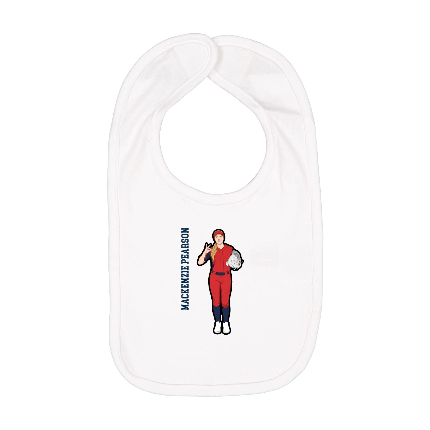 Infant Bib — Name Vertical in White