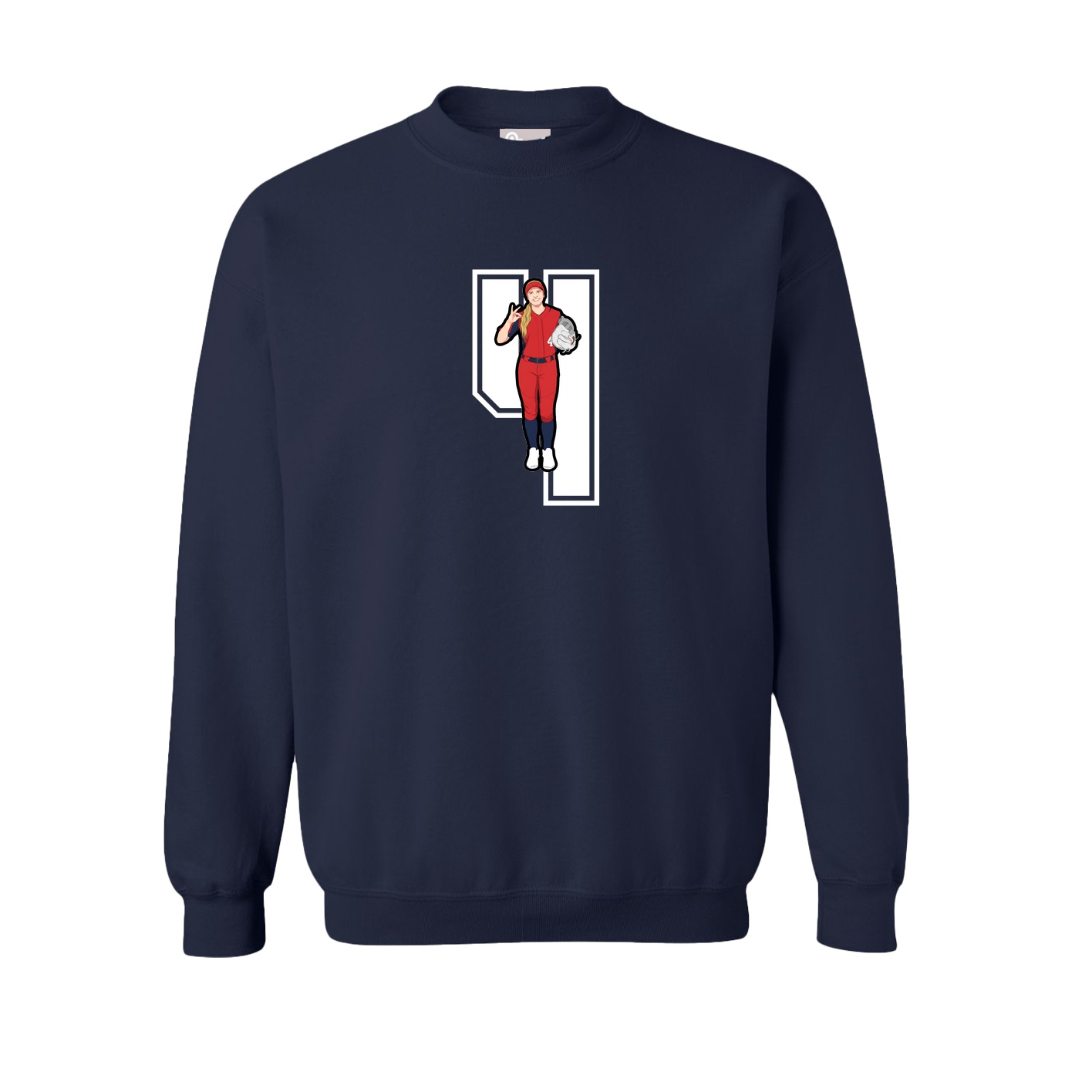 Fleece Crew — Number in Navy