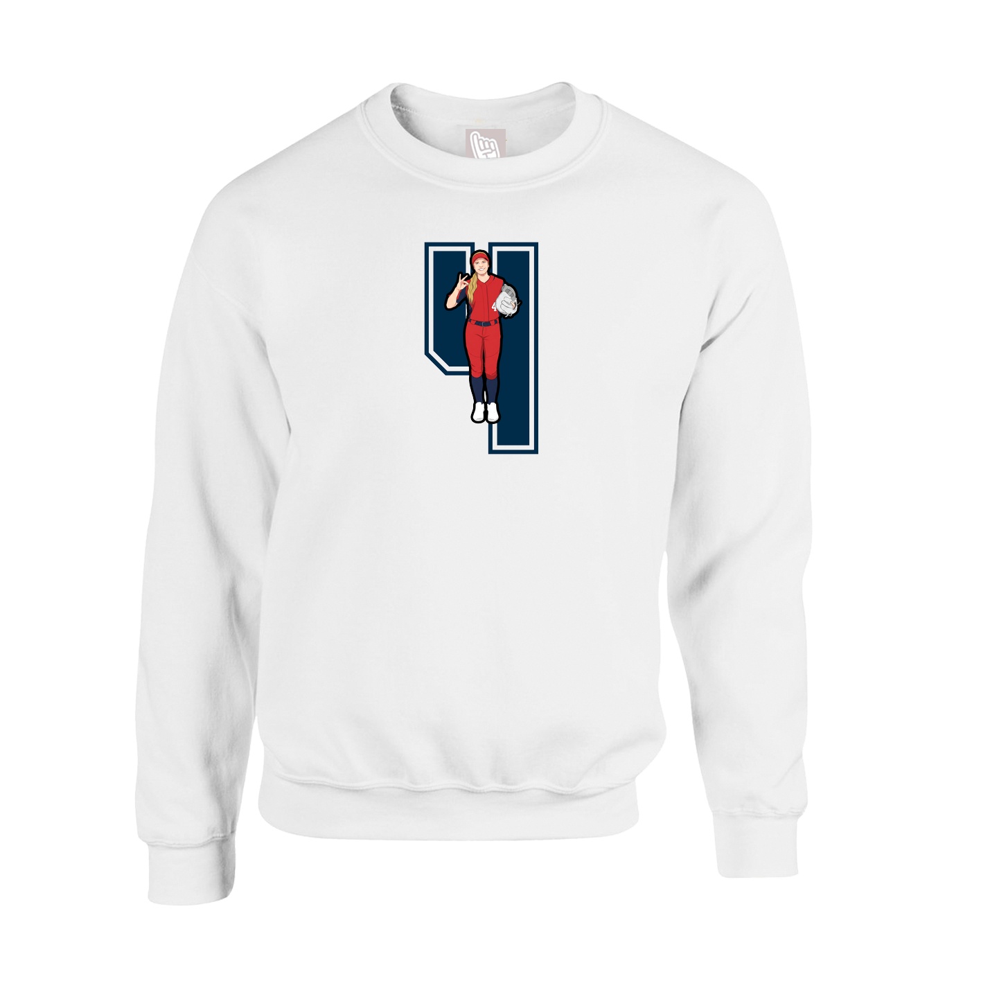 Fleece Crew — Number in White