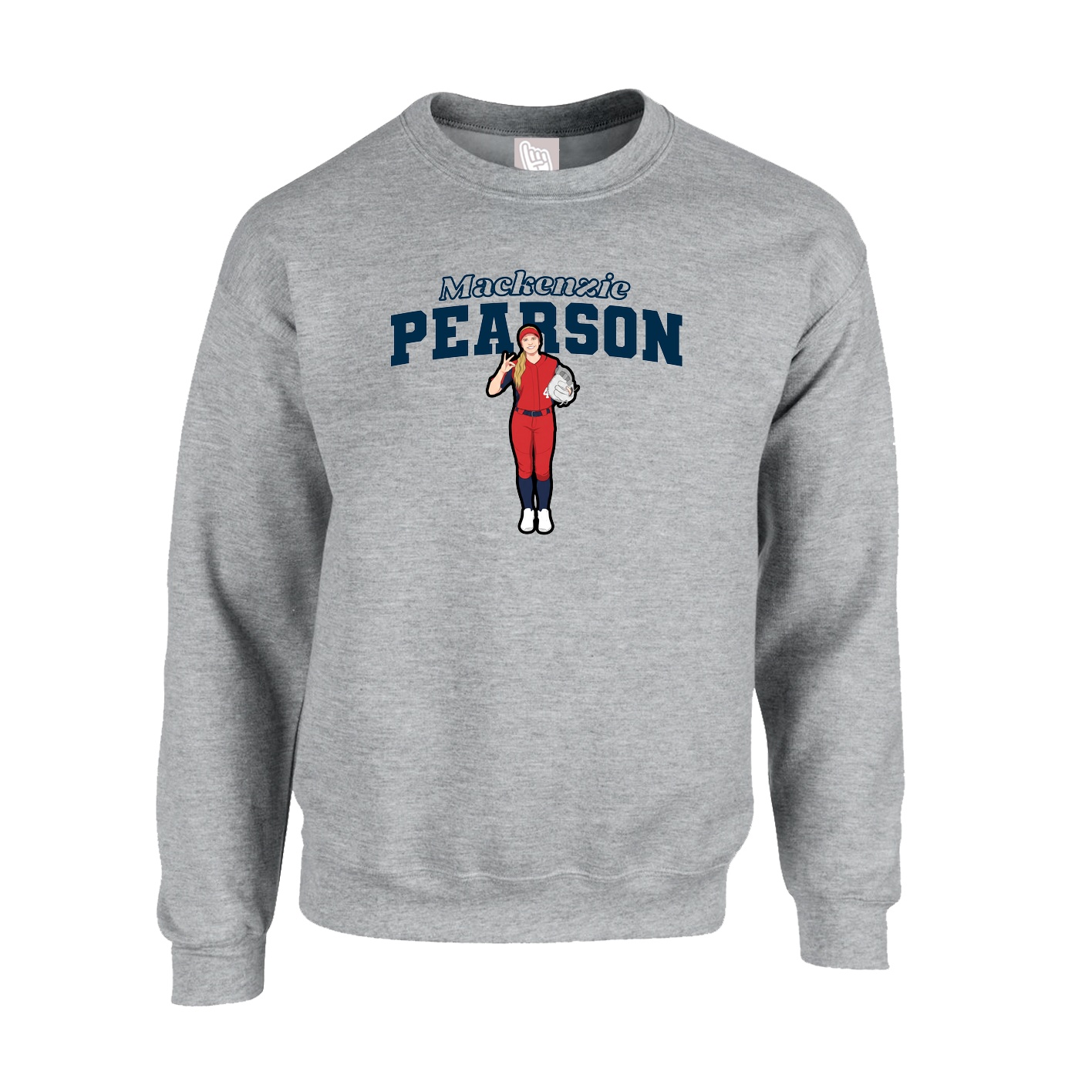Fleece Crew — Name Arch in Grey