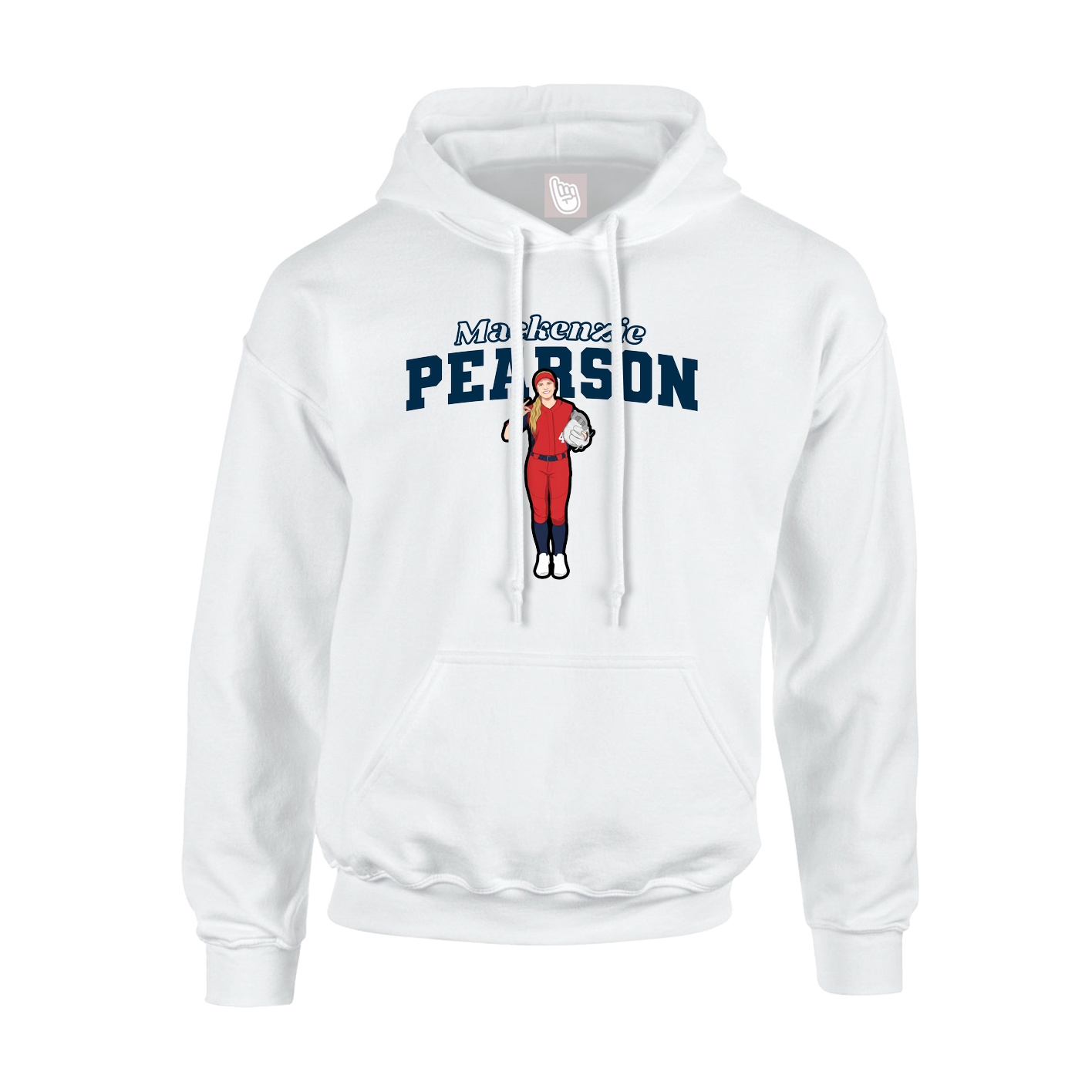 Youth Hoodie — Name Arch in White