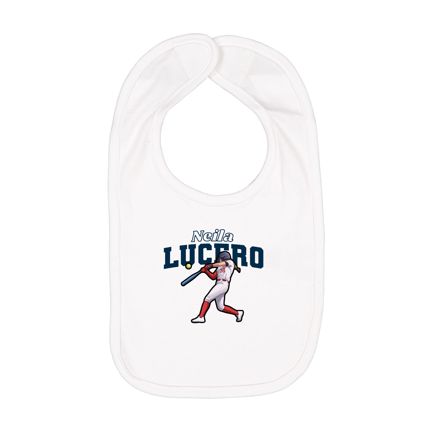 Infant Bib — Name Arch in White