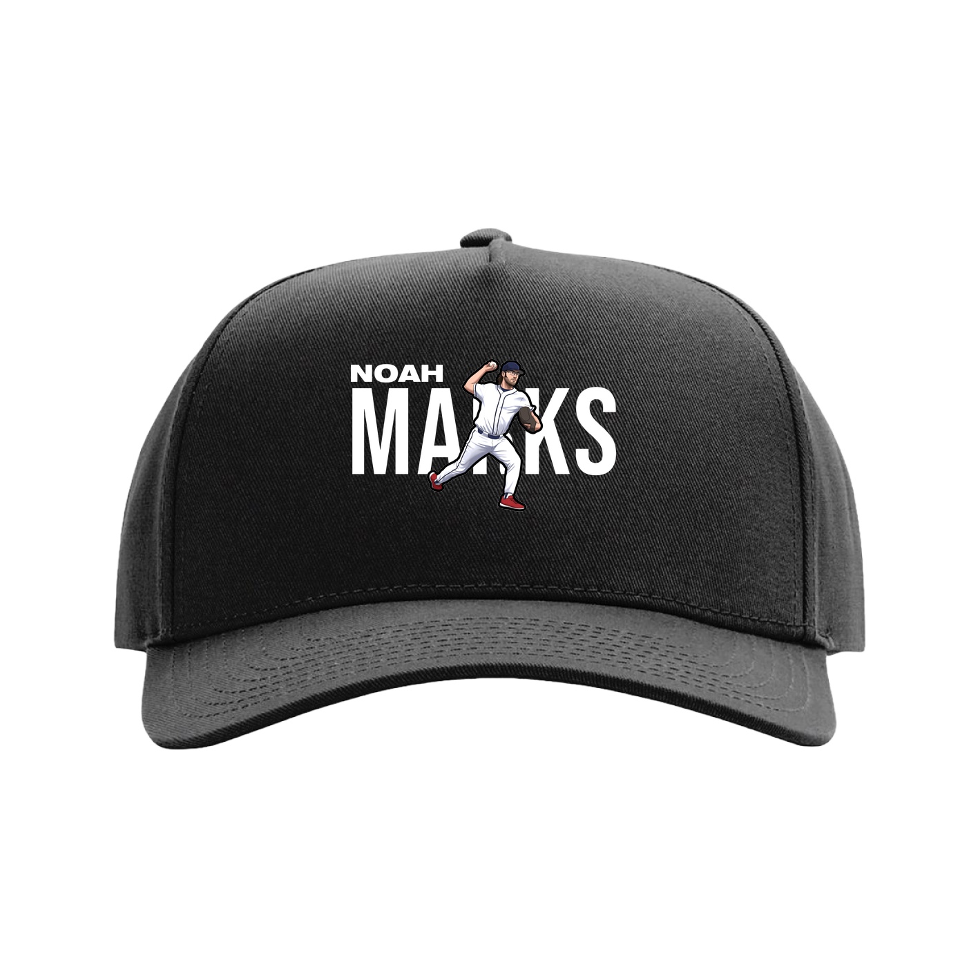 Full Fabric Five-Panel Champ Cap — Player Name in Black