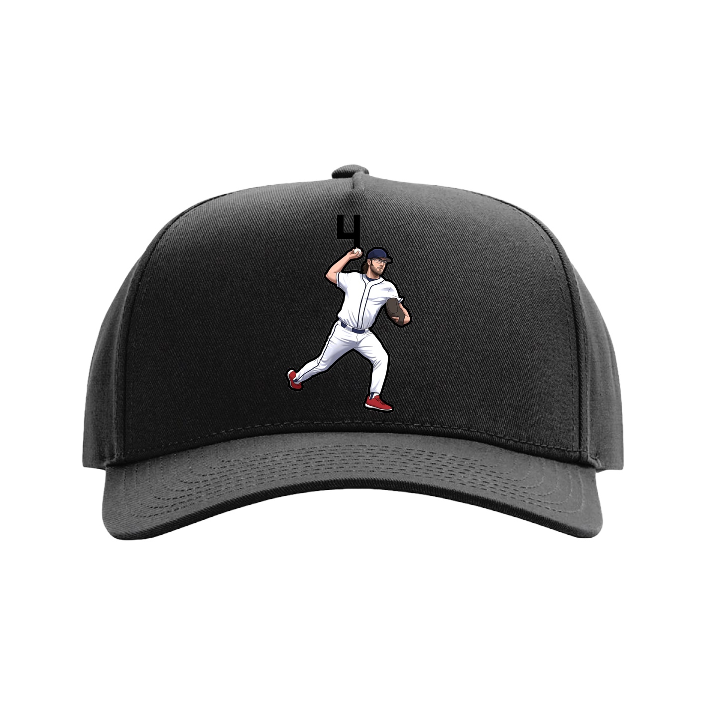 Full Fabric Five-Panel Champ Cap — Number Top in Black
