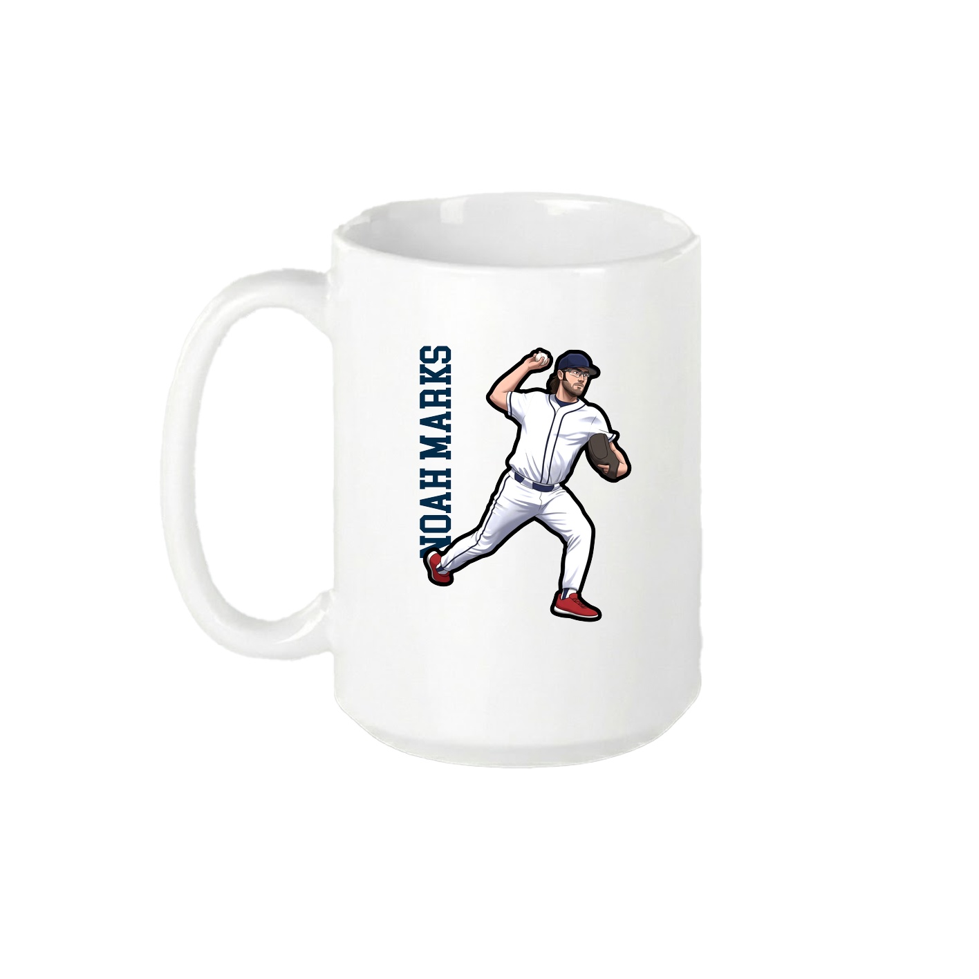 15oz Coffee Mug — Name Vertical in White
