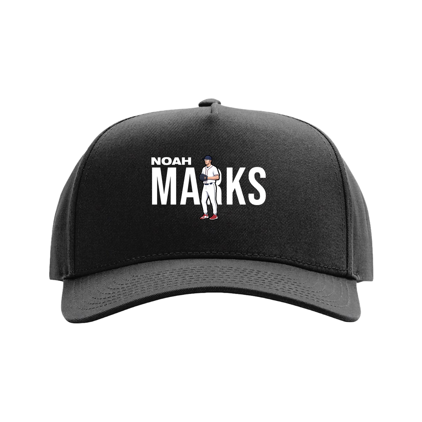 Full Fabric Five-Panel Champ Cap — Player Name in Black