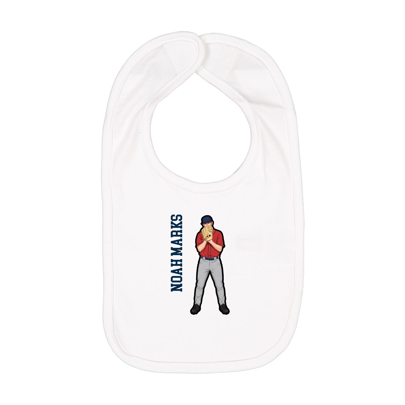 Infant Bib — Name Vertical in White
