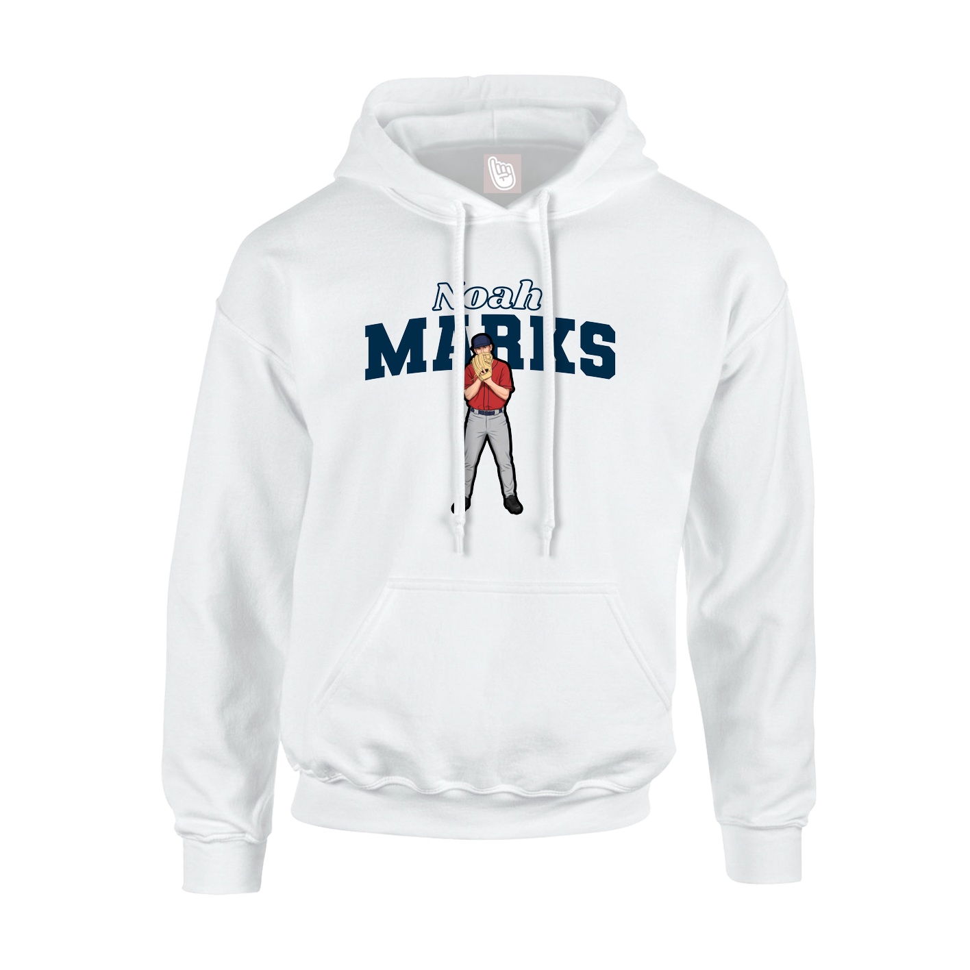 Youth Hoodie — Name Arch in White