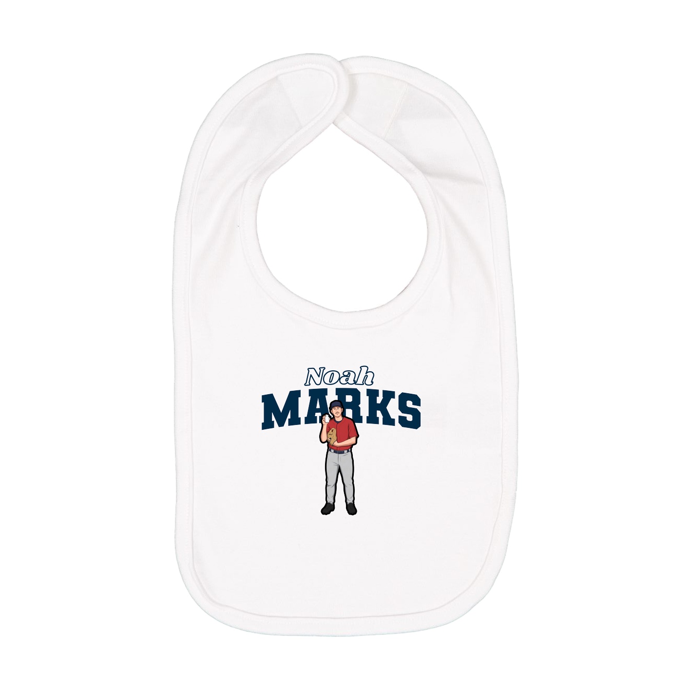 Infant Bib — Name Arch in White