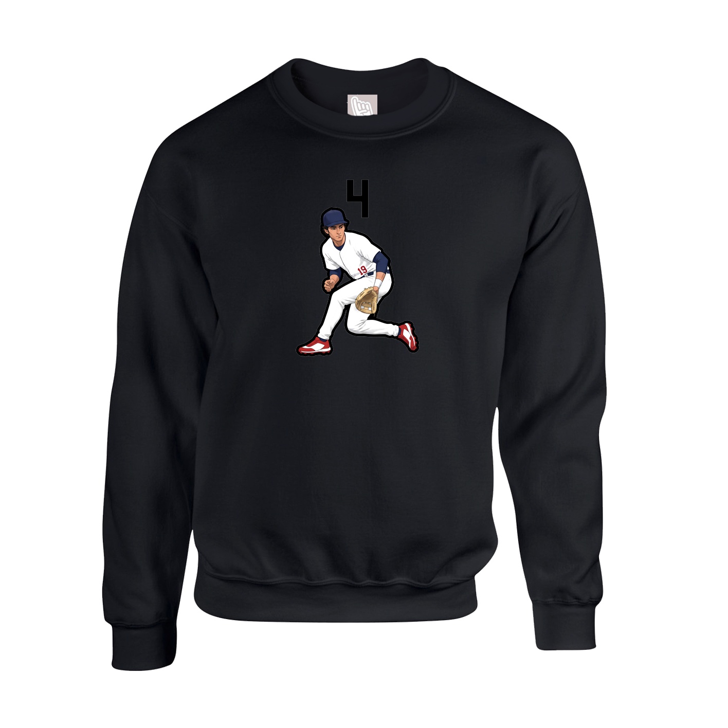 Fleece Crew — Number Top in Black