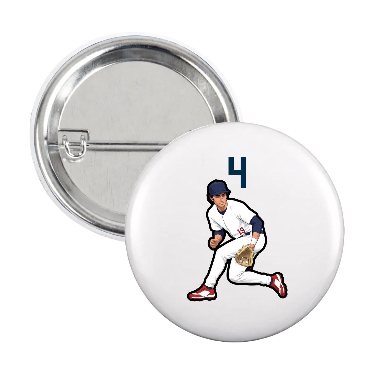 Game Day Button — Number Top in White