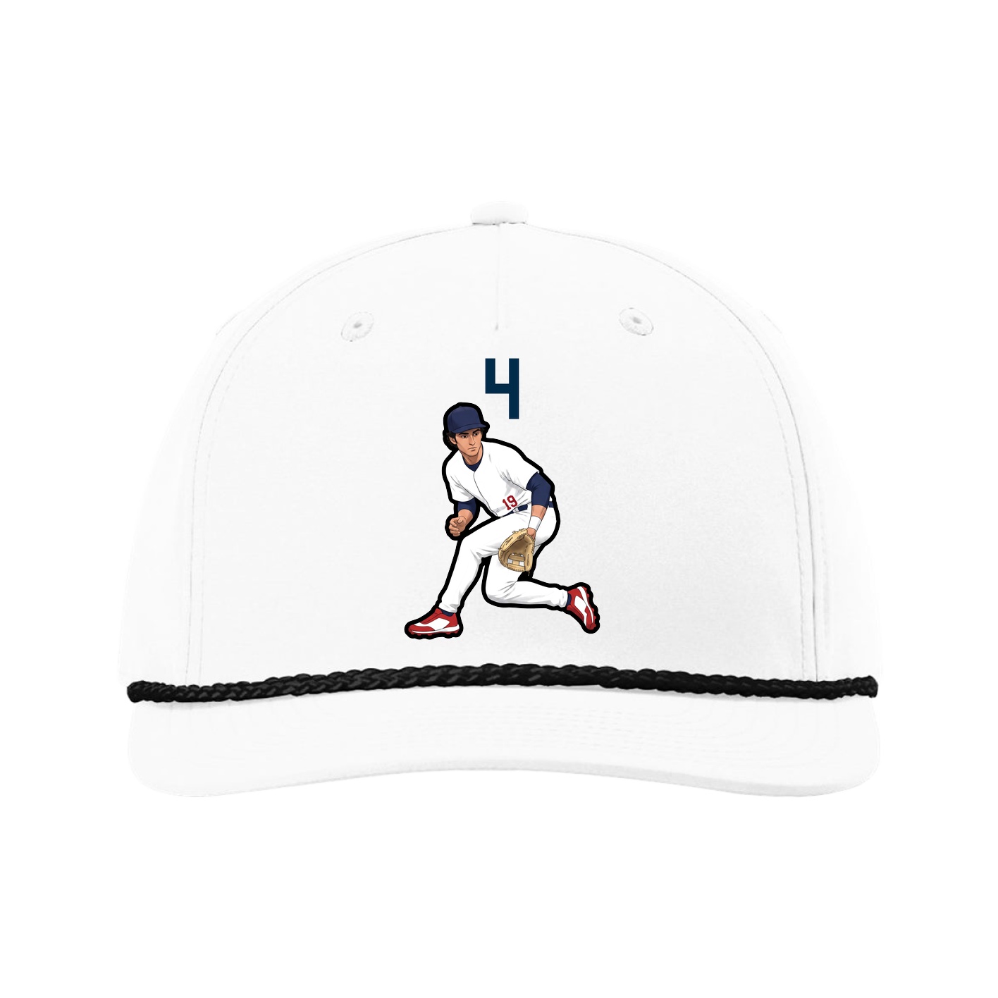 Five-Panel Classic Rope Cap — Number Top in White