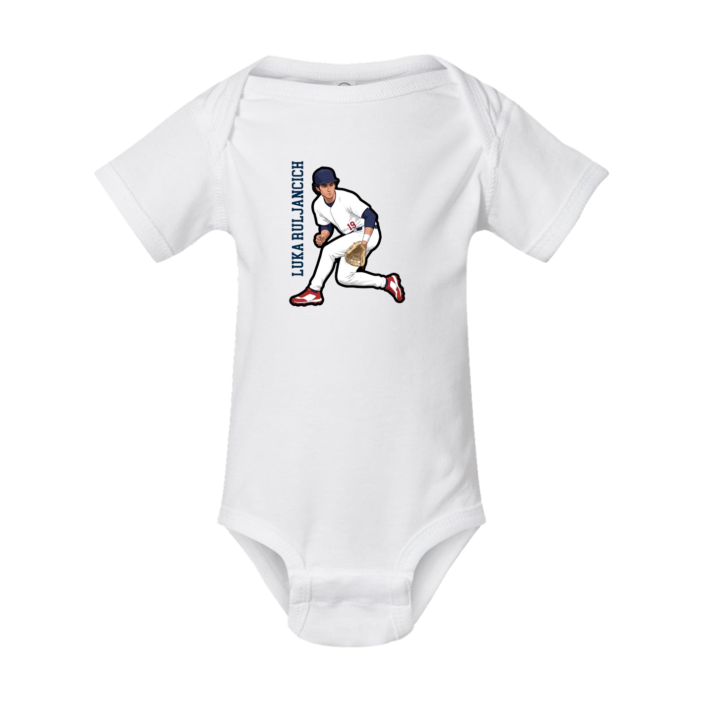 Baby Onesie — Name Vertical in White