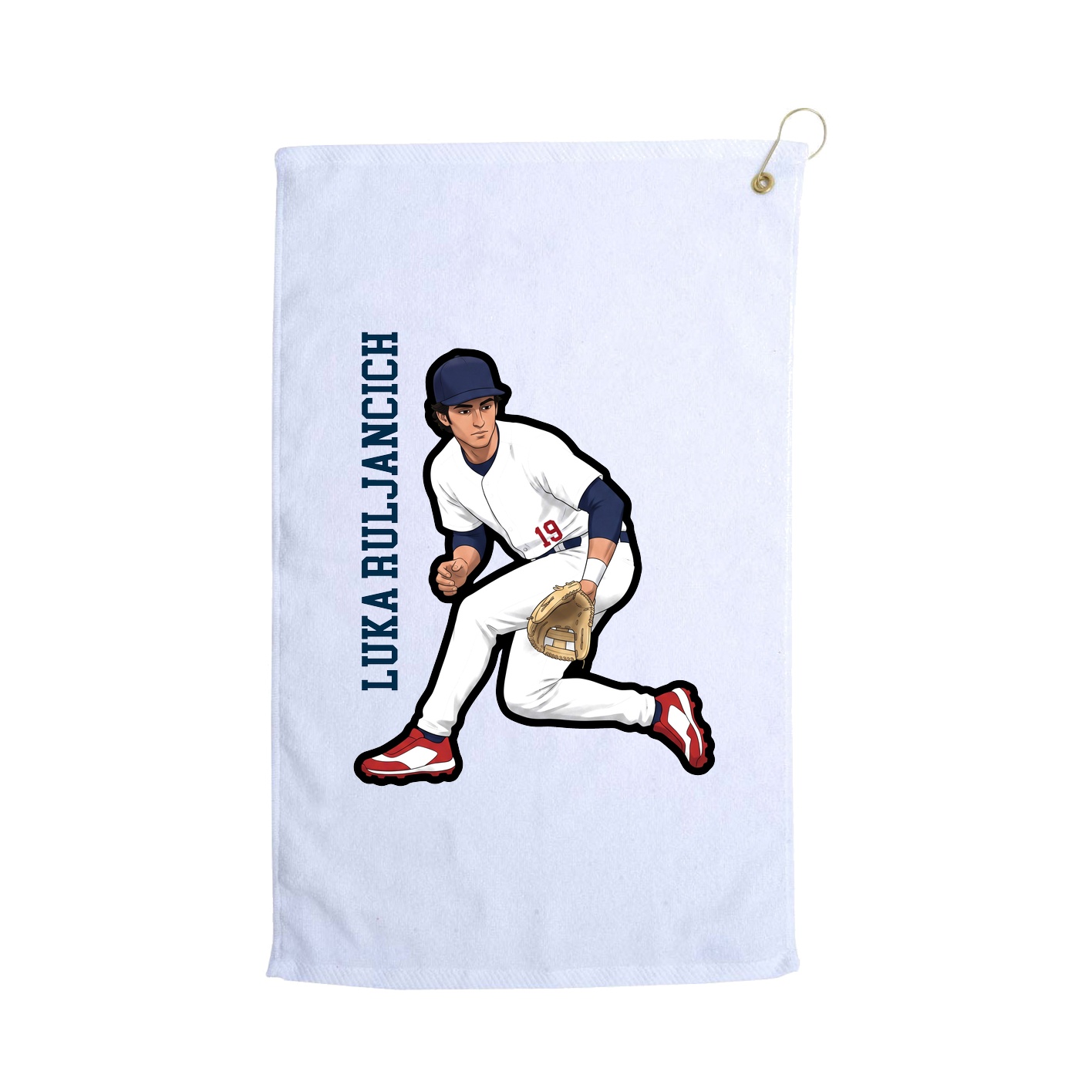 Golf Towel — Name Vertical in White