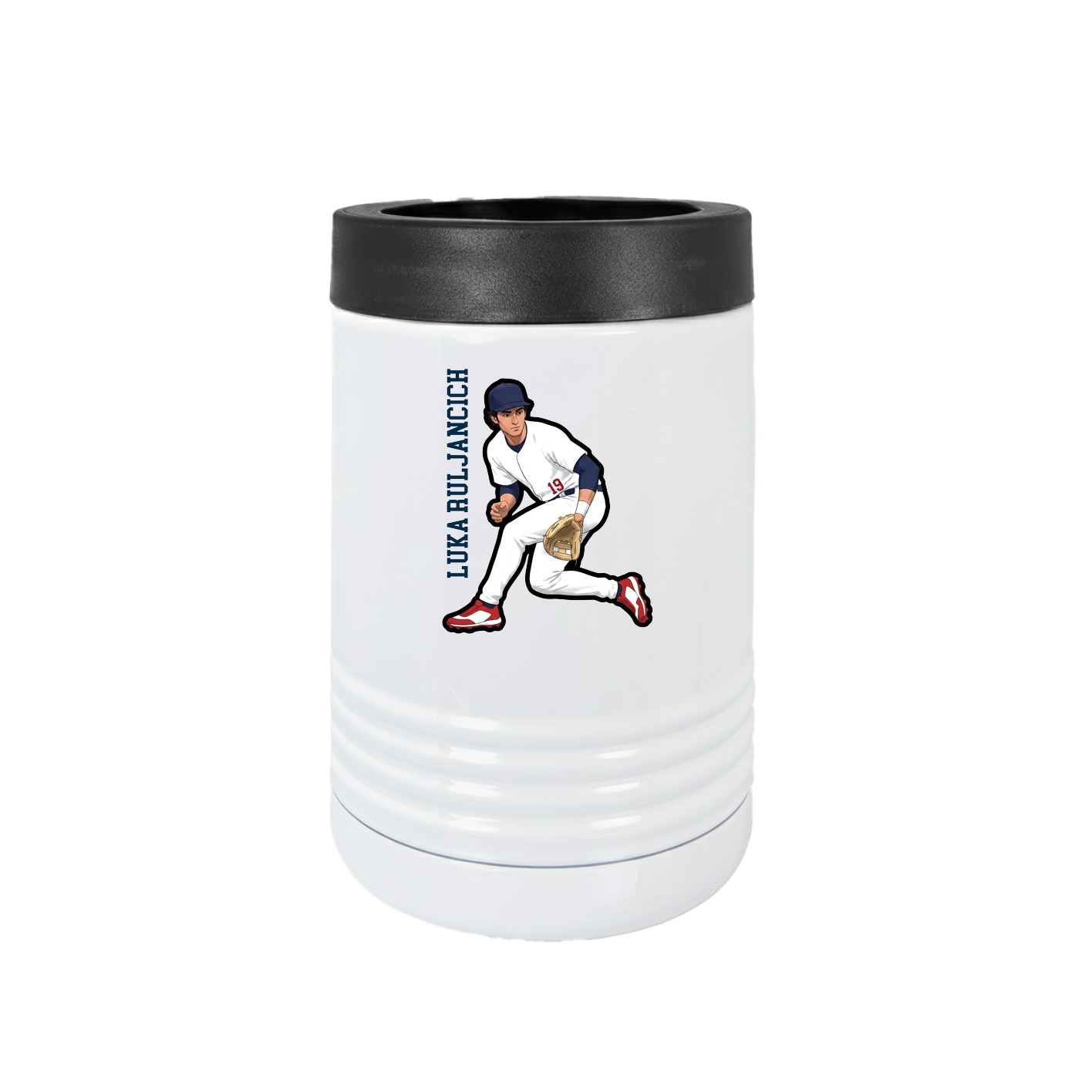 Beverage Holder — Name Vertical in White