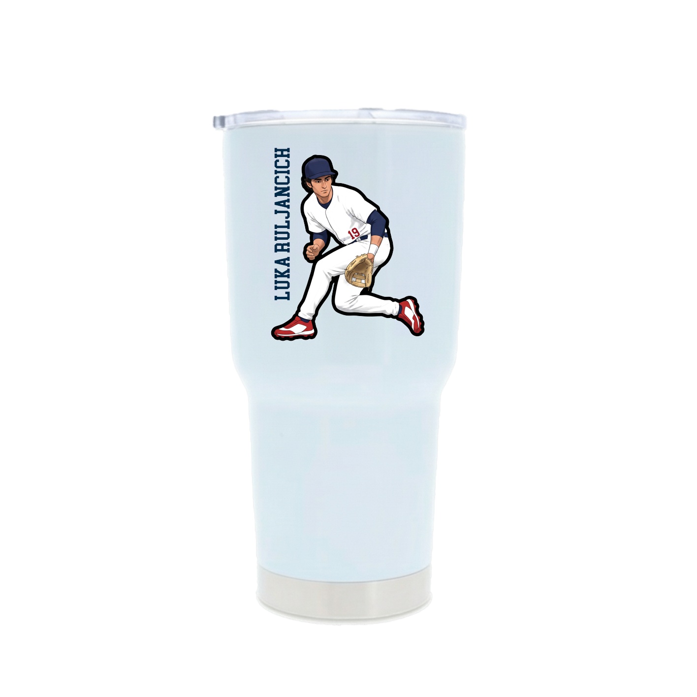 30oz Stainless Steel Tumbler — Name Vertical in White