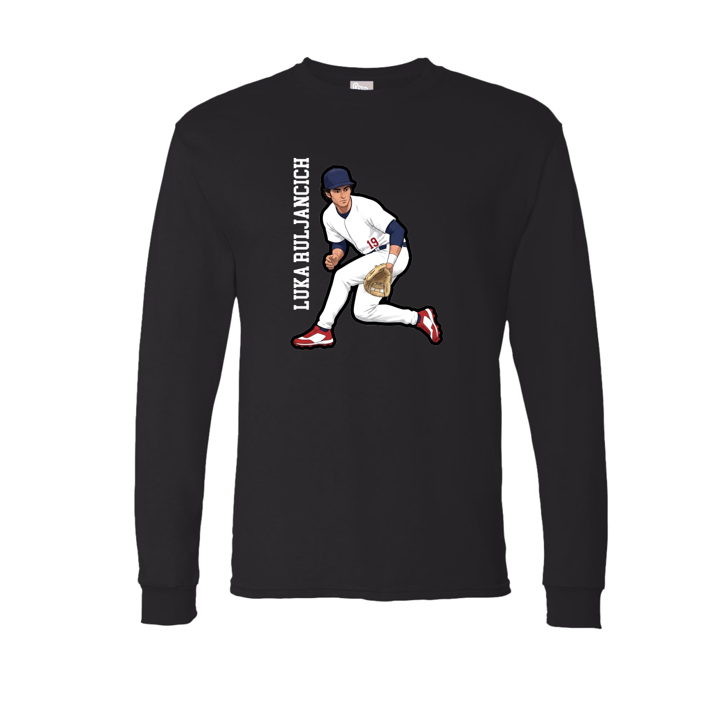 Long Sleeve Tee — Name Vertical in Black