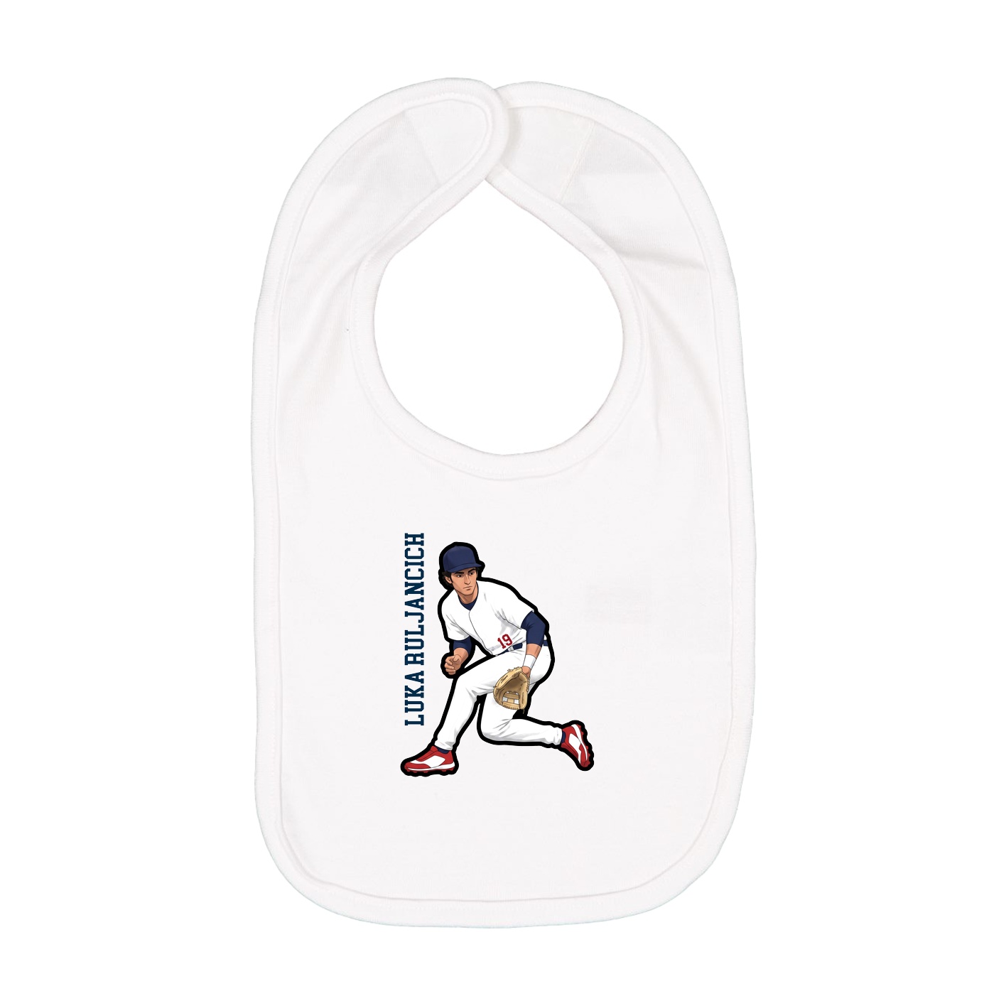 Infant Bib — Name Vertical in White