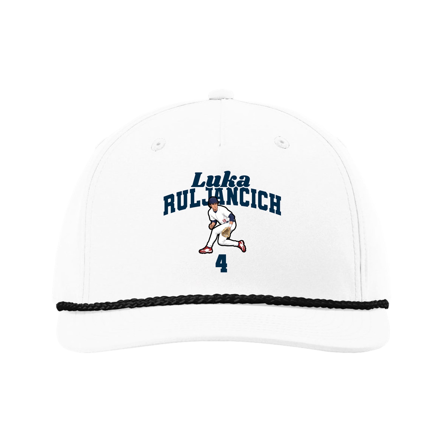 Five-Panel Classic Rope Cap — Signature Arch in White