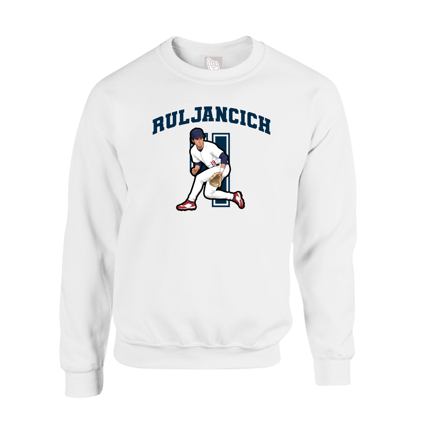 Fleece Crew — Number in White