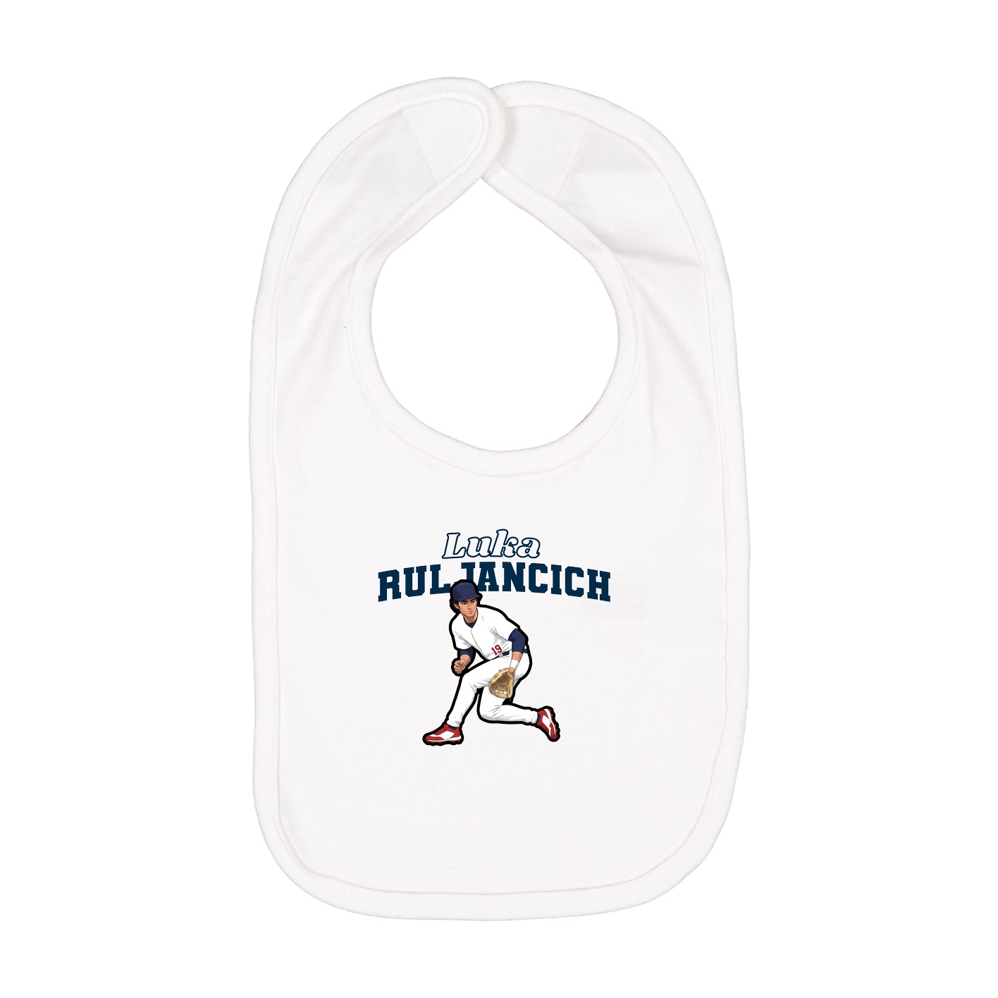 Infant Bib — Name Arch in White