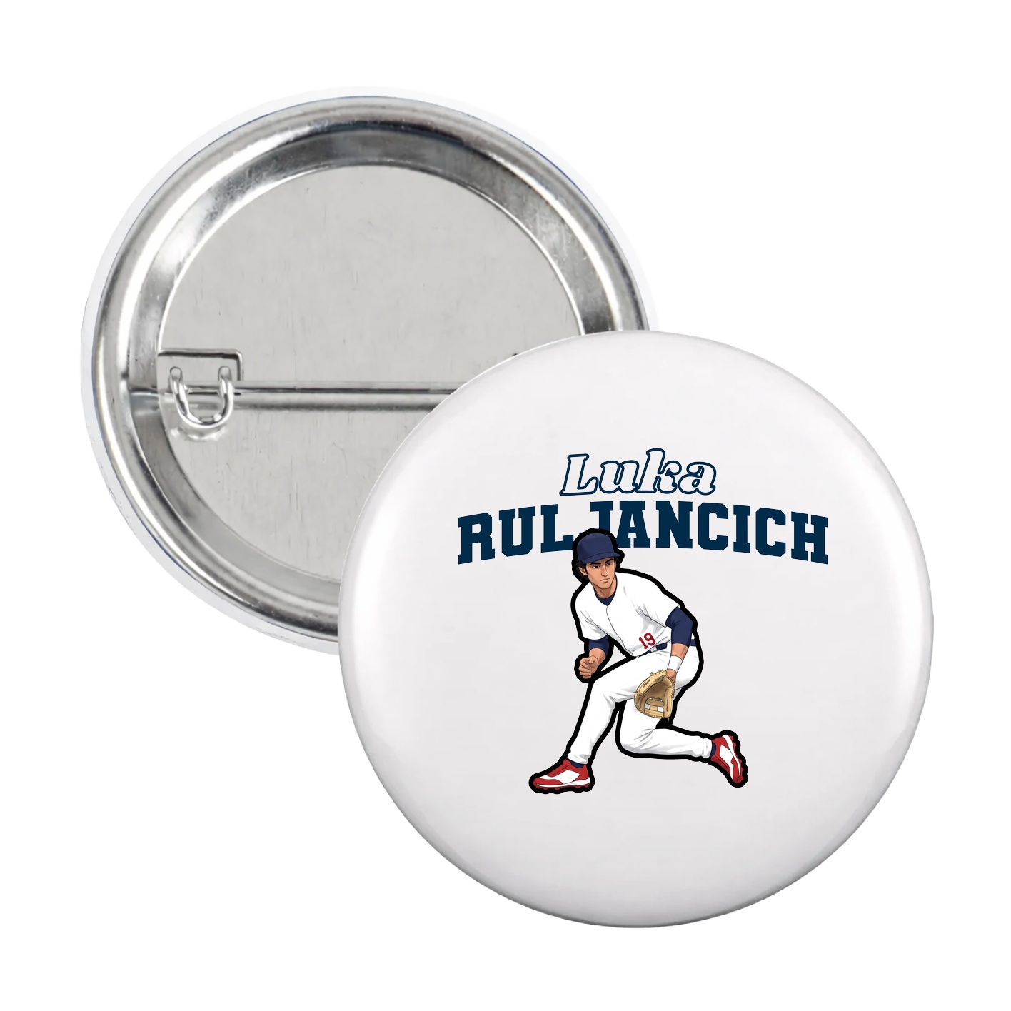 Game Day Button — Name Arch in White