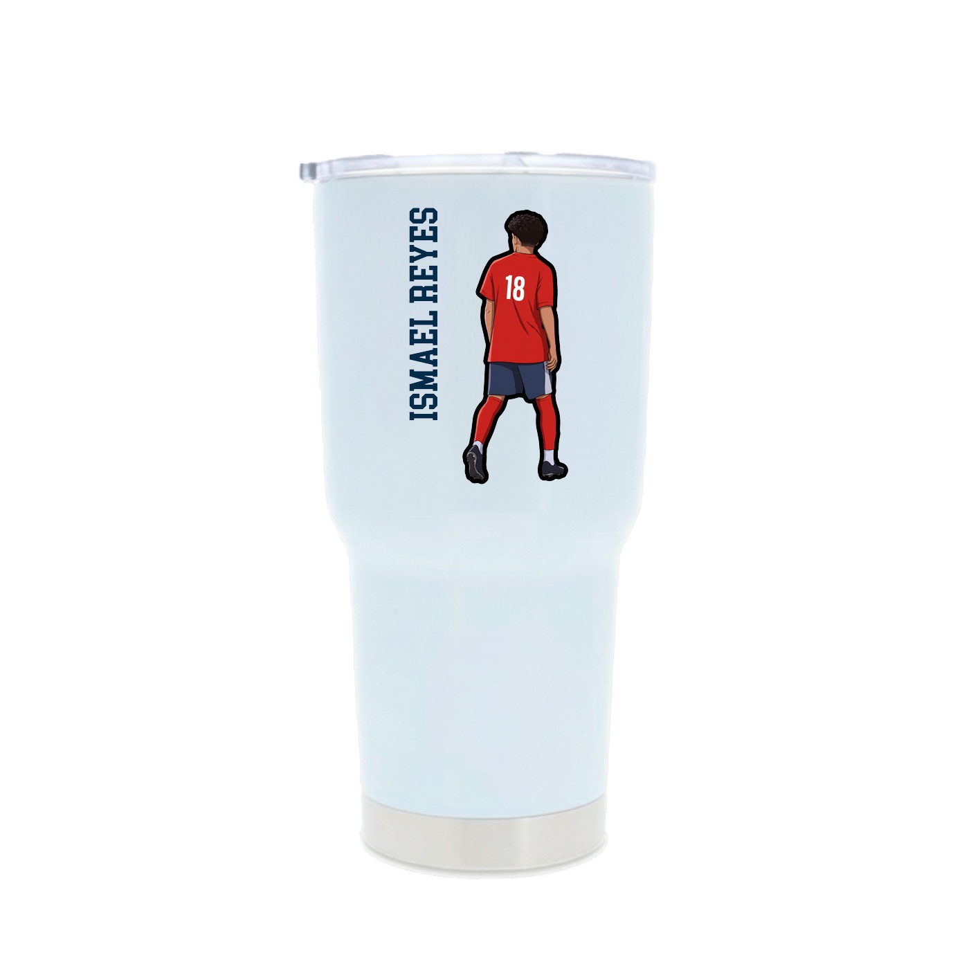 30oz Stainless Steel Tumbler — Name Vertical in White