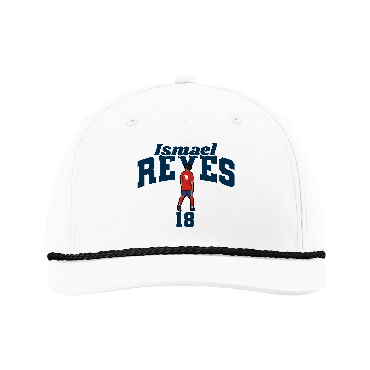 Five-Panel Classic Rope Cap — Signature Arch in White