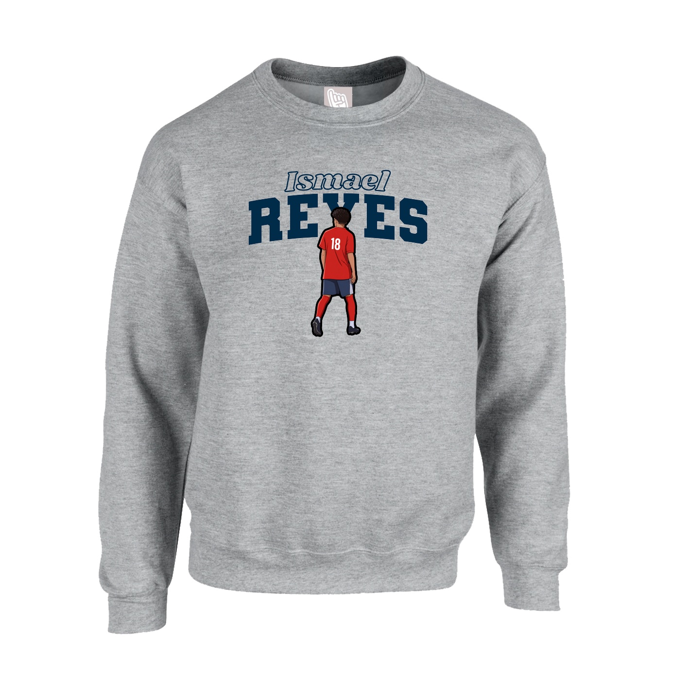 Fleece Crew — Name Arch in Grey
