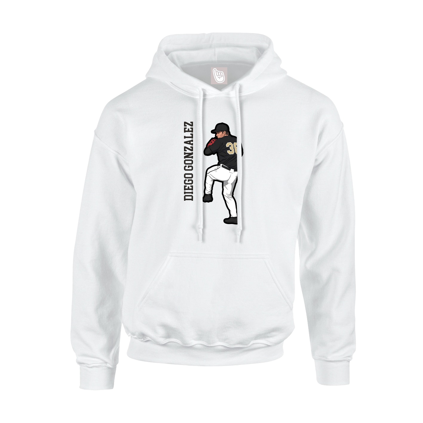 Youth Hoodie — Name Vertical in White