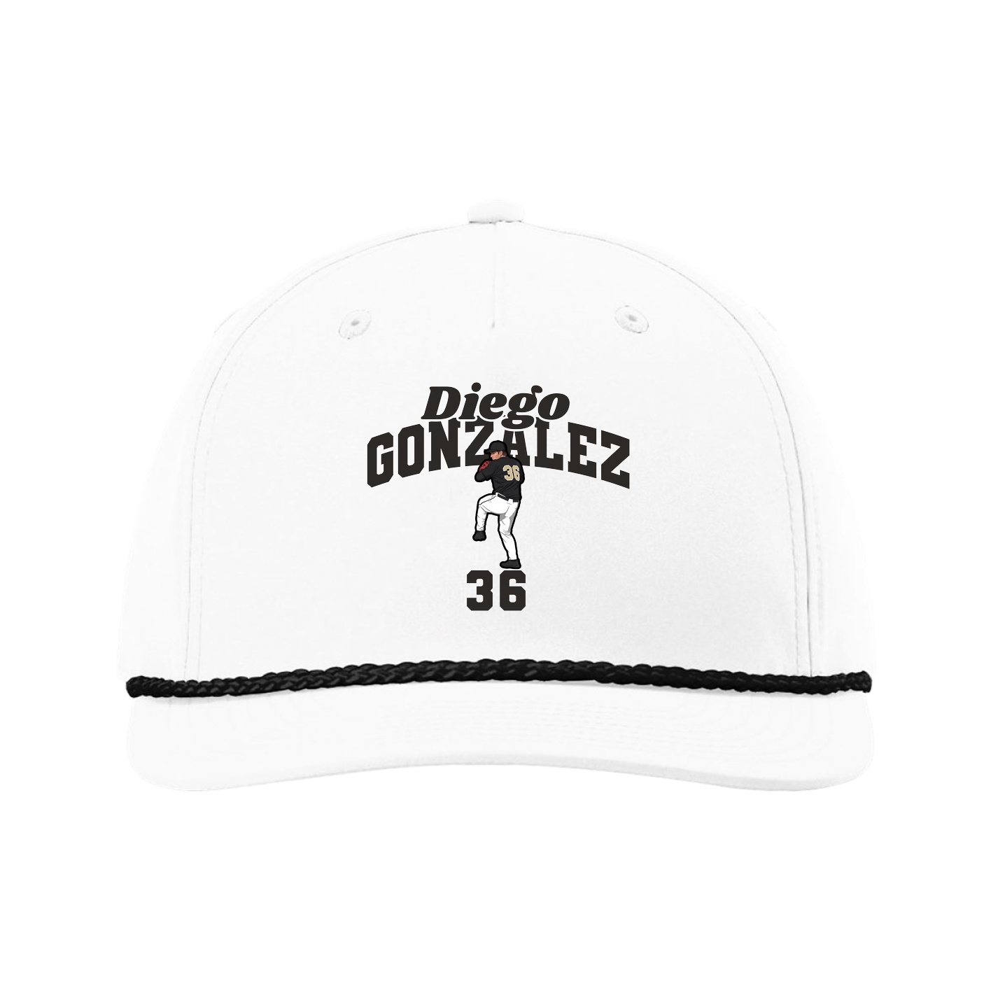 Five-Panel Classic Rope Cap — Signature Arch in White