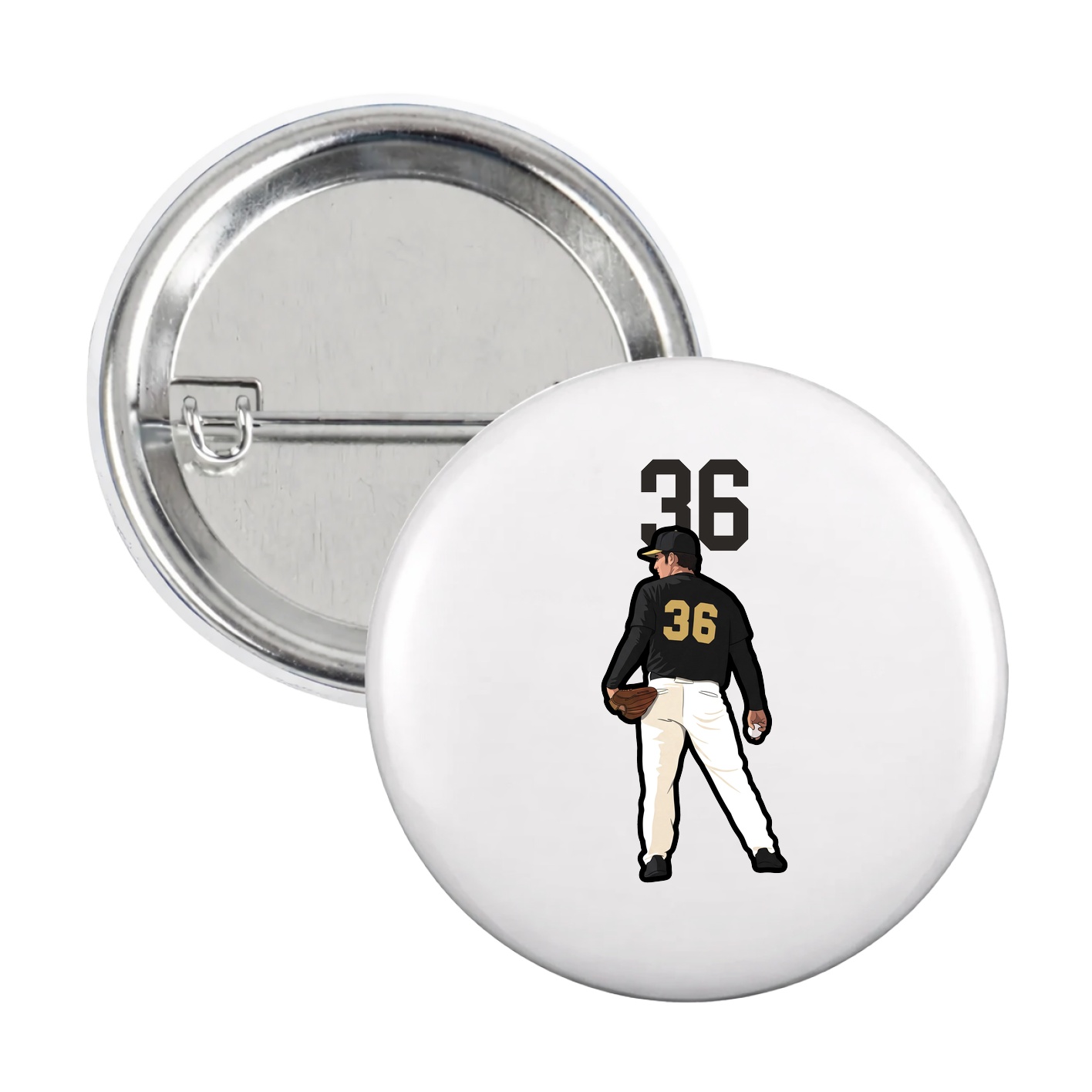 Game Day Button — Number Top in White