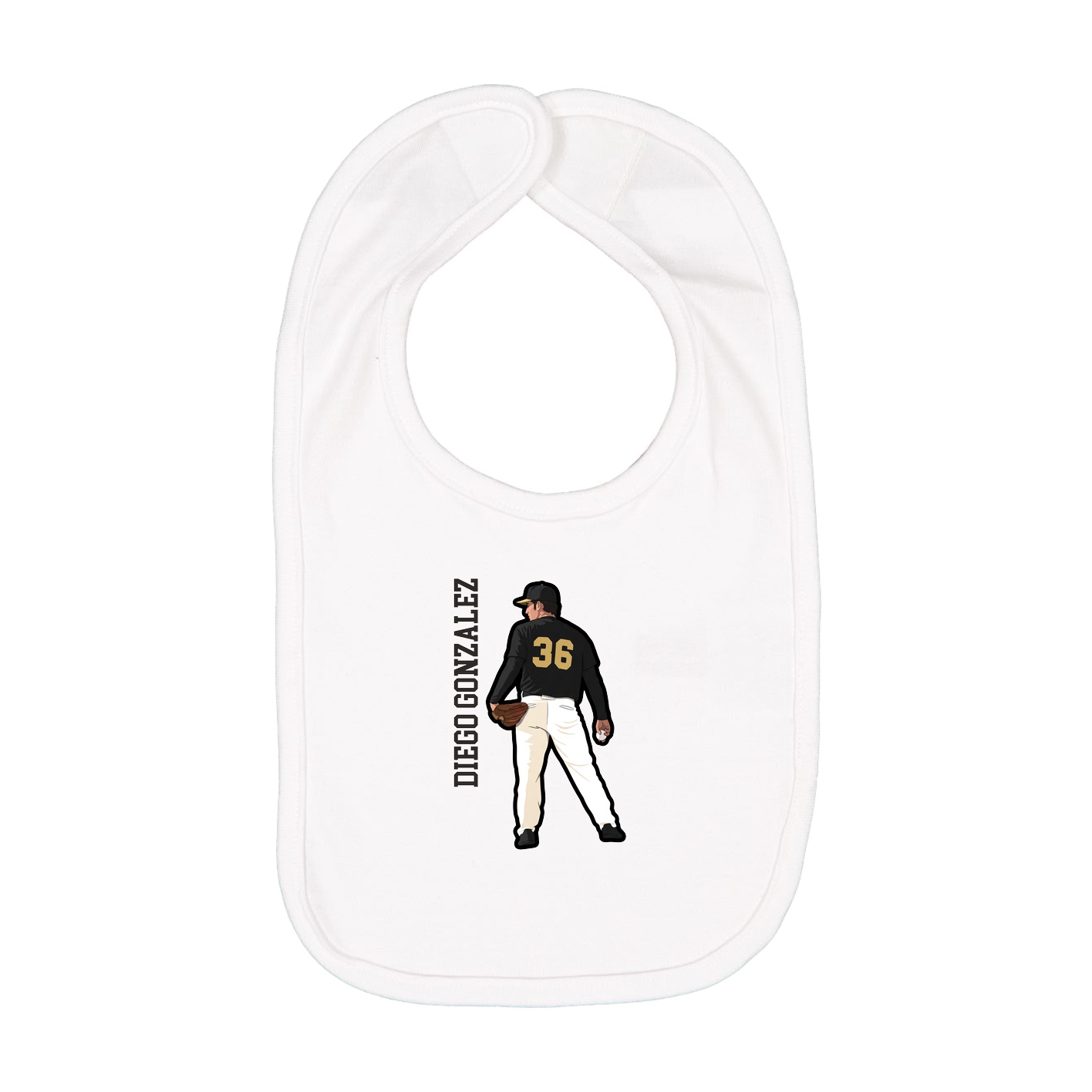 Infant Bib — Name Vertical in White