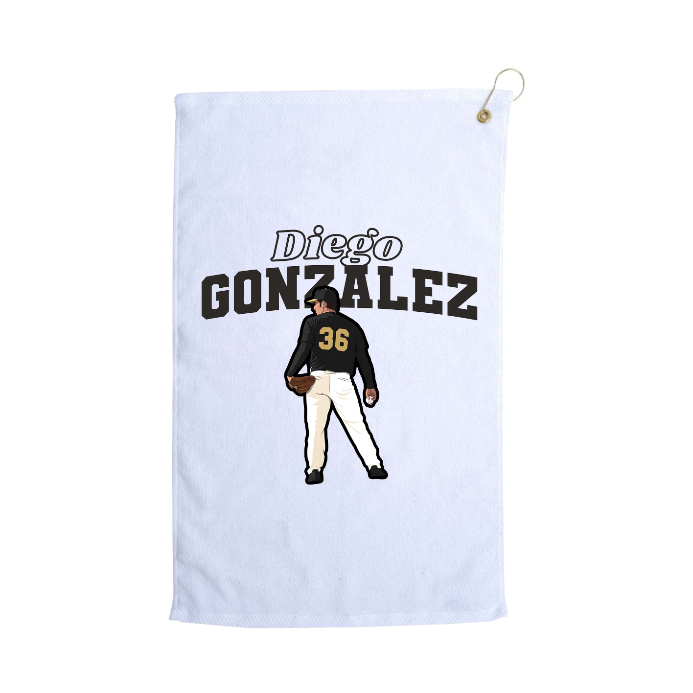 Golf Towel — Name Arch in White