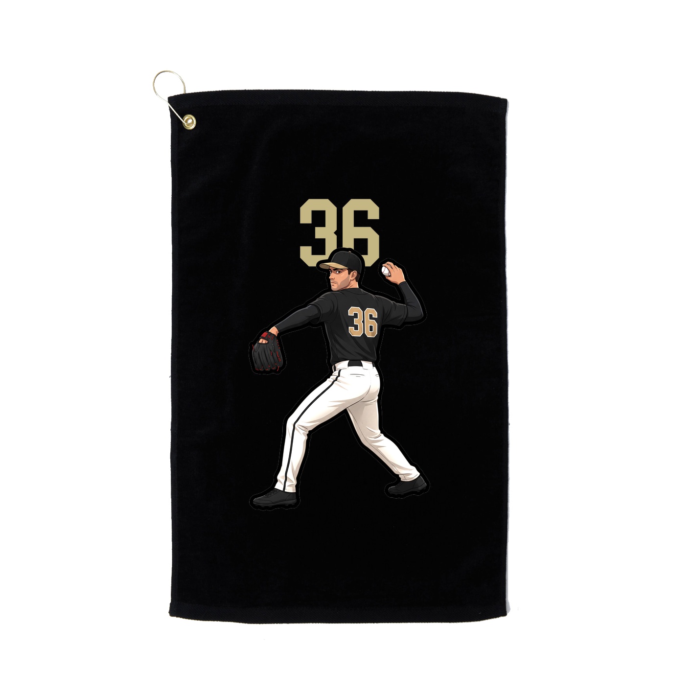 Golf Towel — Number Top in Black