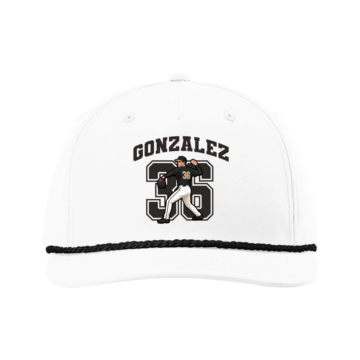 Five-Panel Classic Rope Cap — Number in White