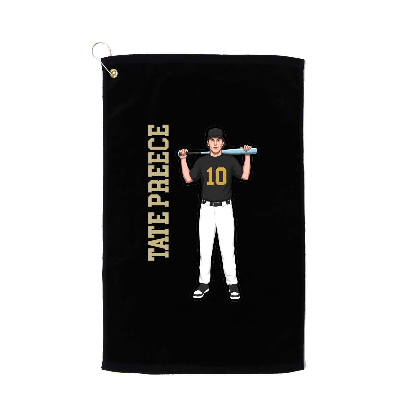 Golf Towel — Name Vertical in Black