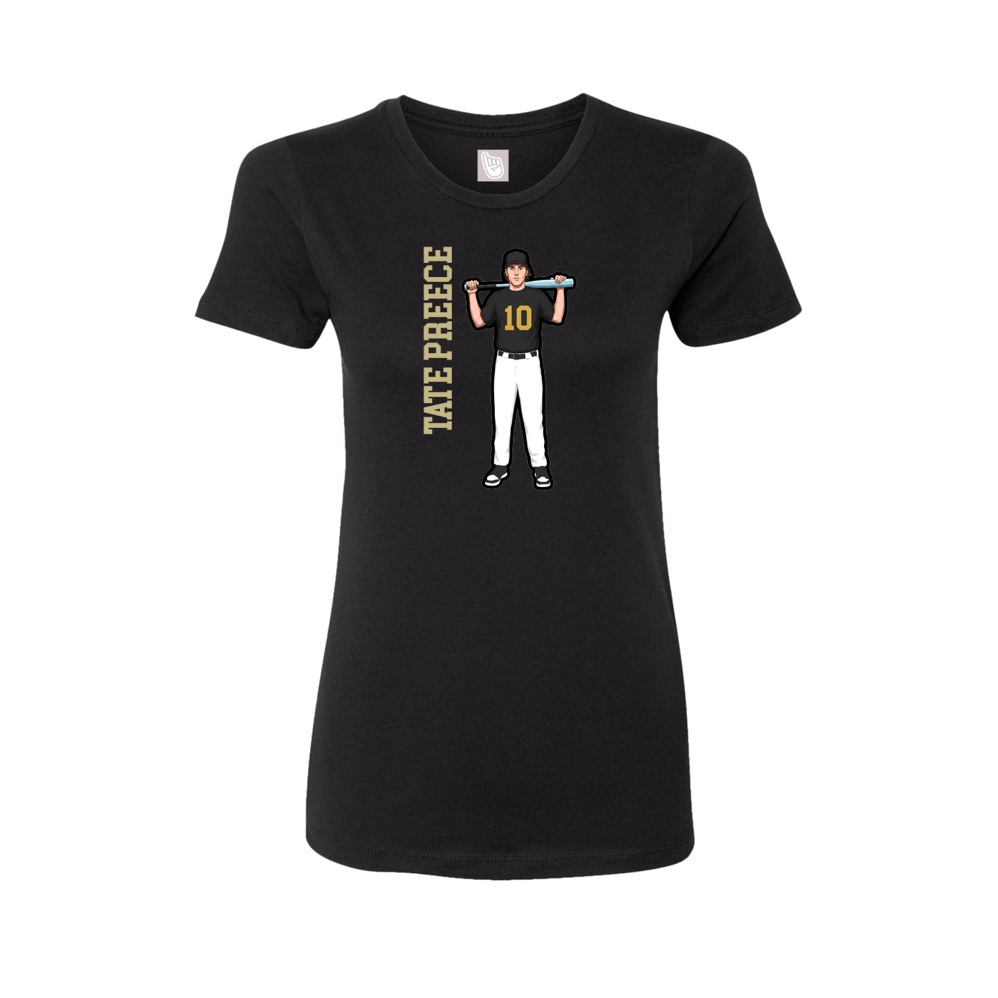 Fitted Women's Tee — Name Vertical in Black