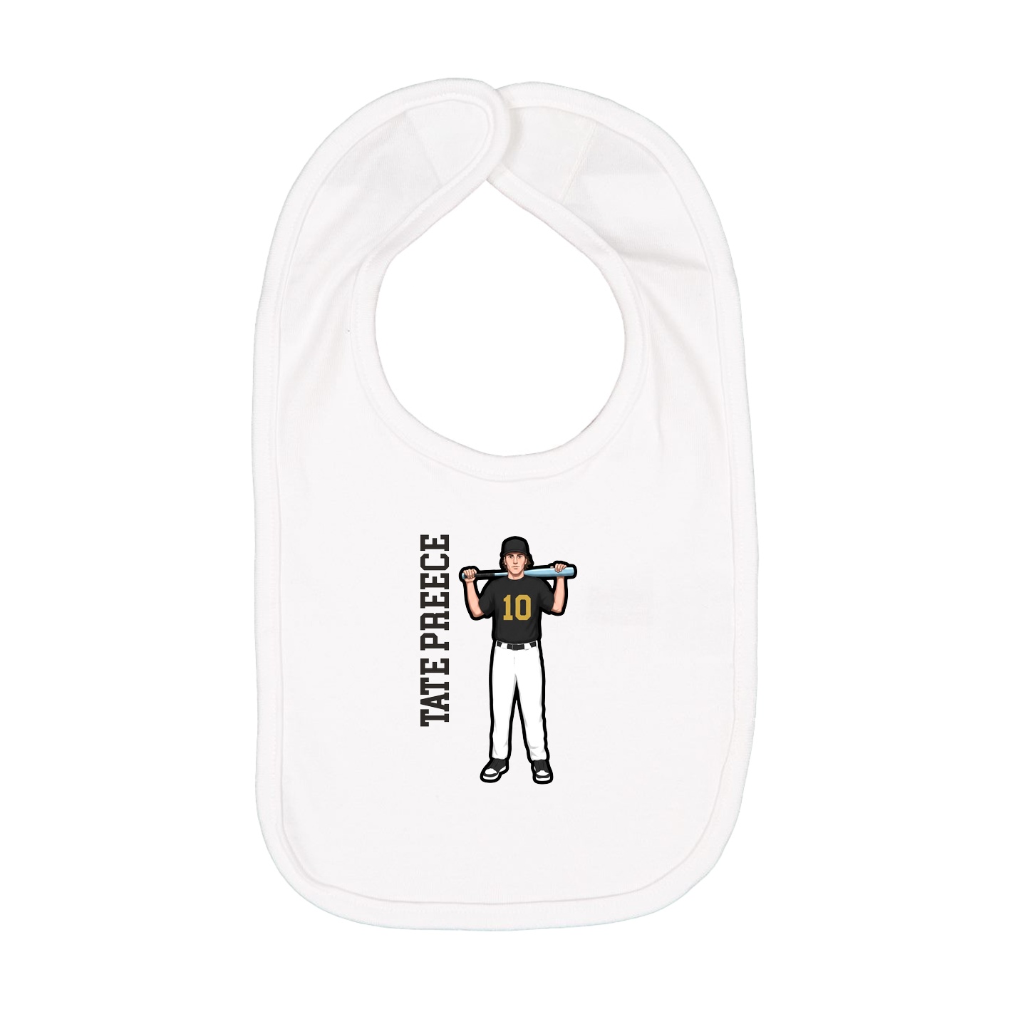 Infant Bib — Name Vertical in White