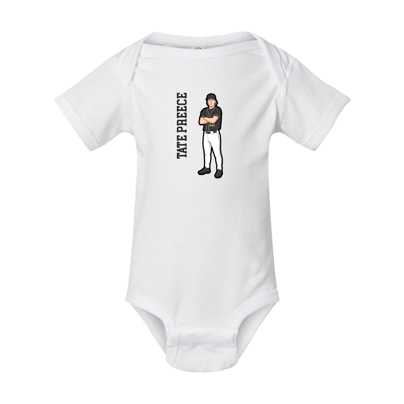 Baby Onesie — Name Vertical in White