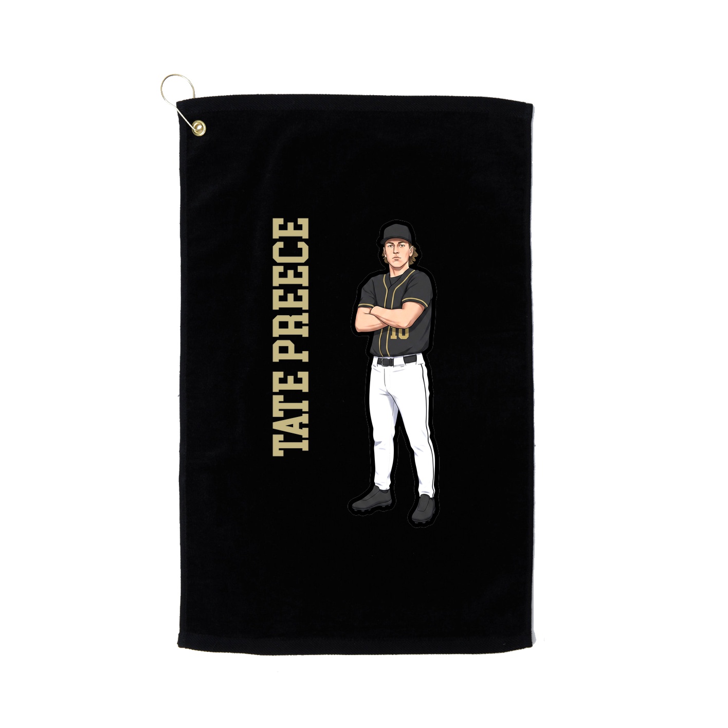 Golf Towel — Name Vertical in Black