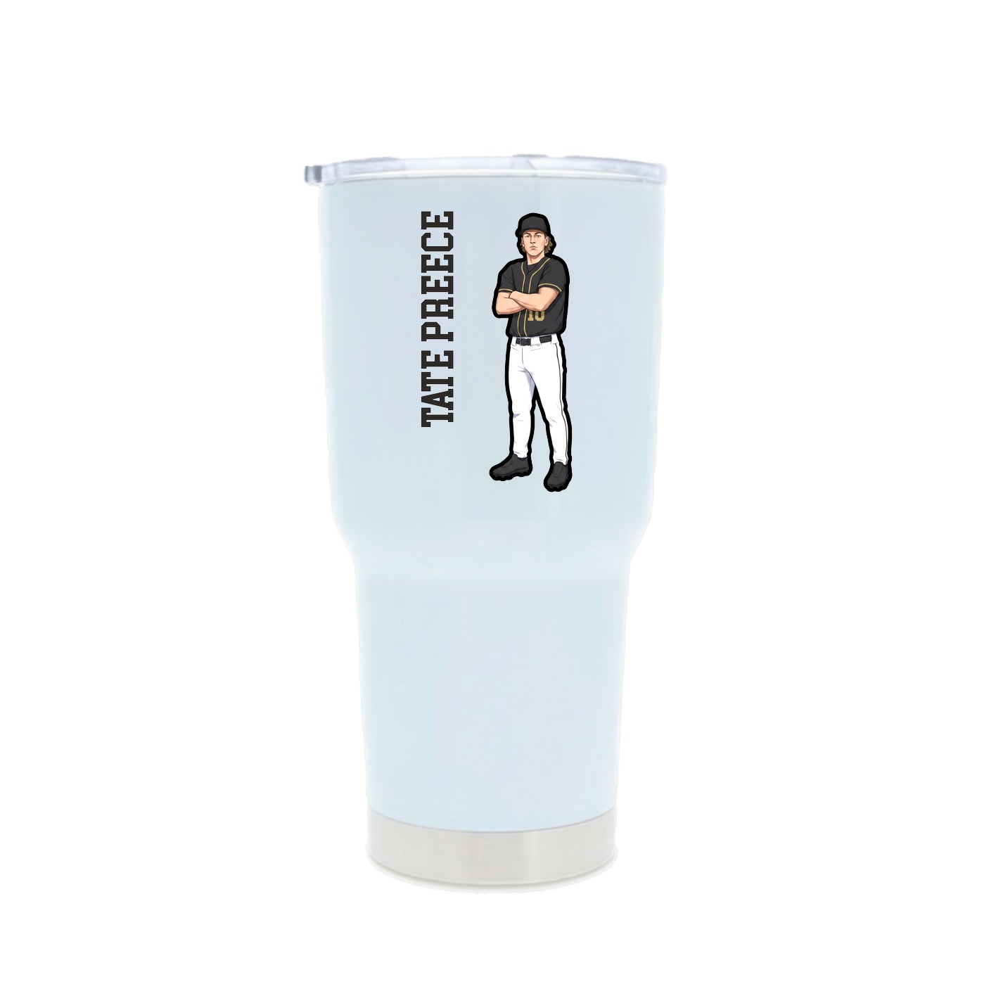30oz Stainless Steel Tumbler — Name Vertical in White