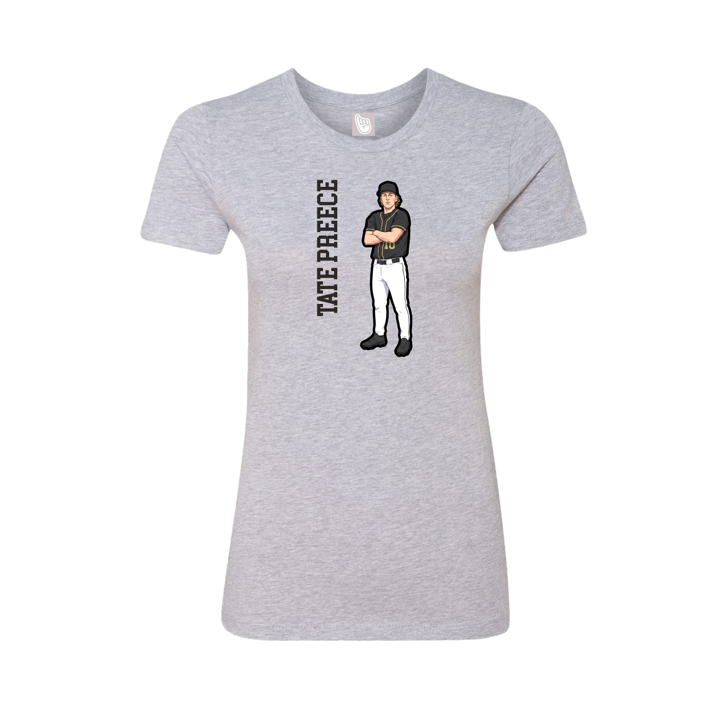 Fitted Women's Tee — Name Vertical in Grey