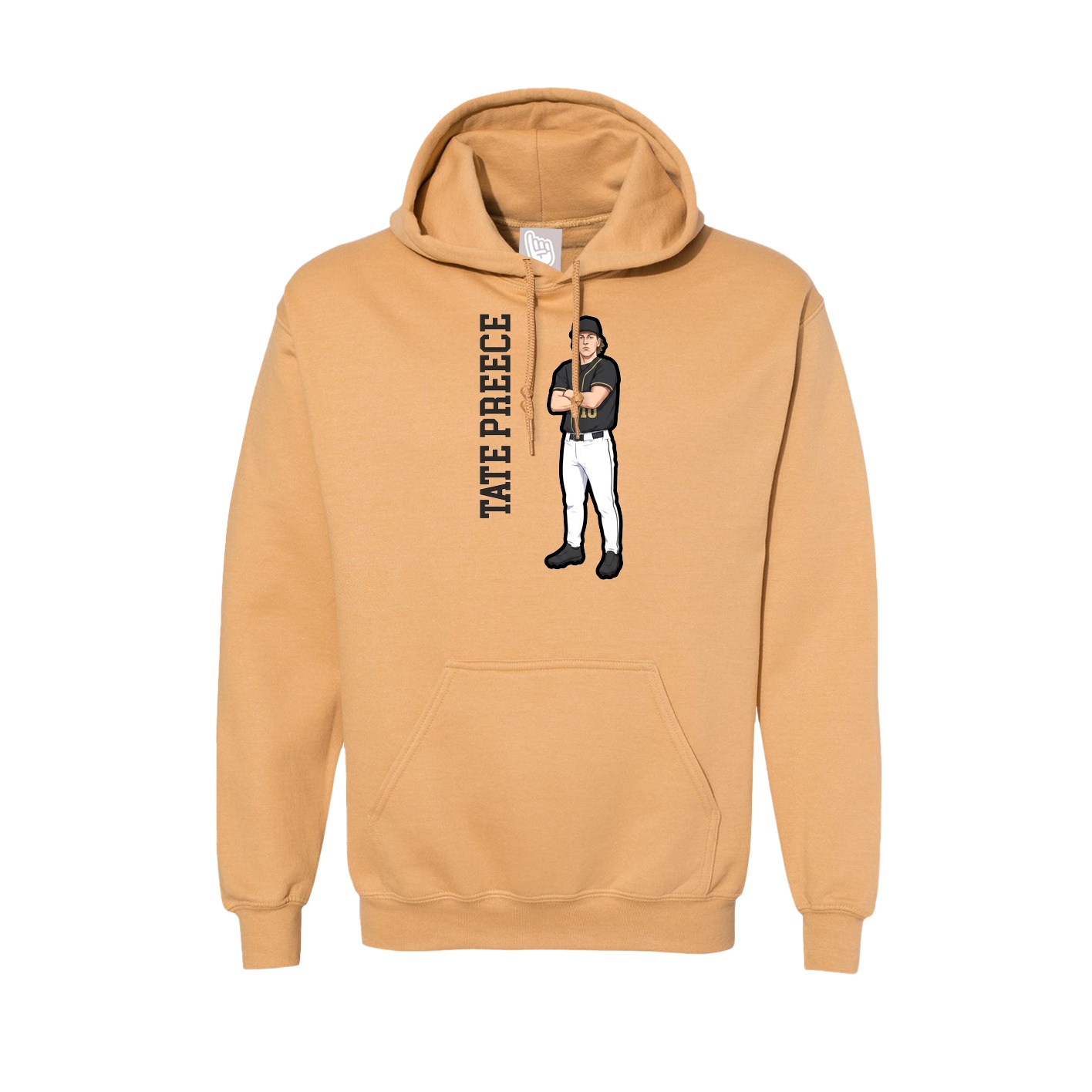 Hoodie — Name Vertical in Vegas Gold
