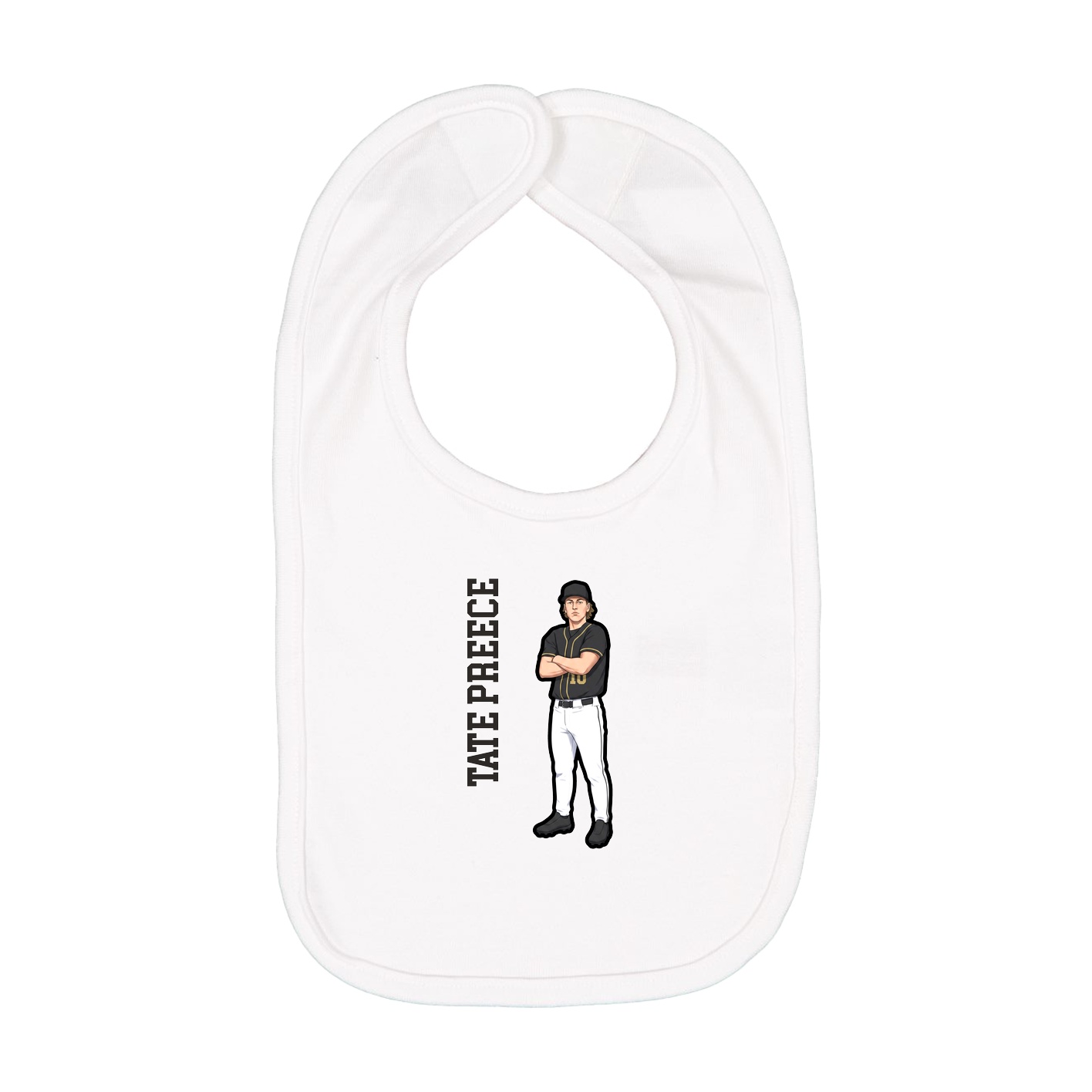Infant Bib — Name Vertical in White