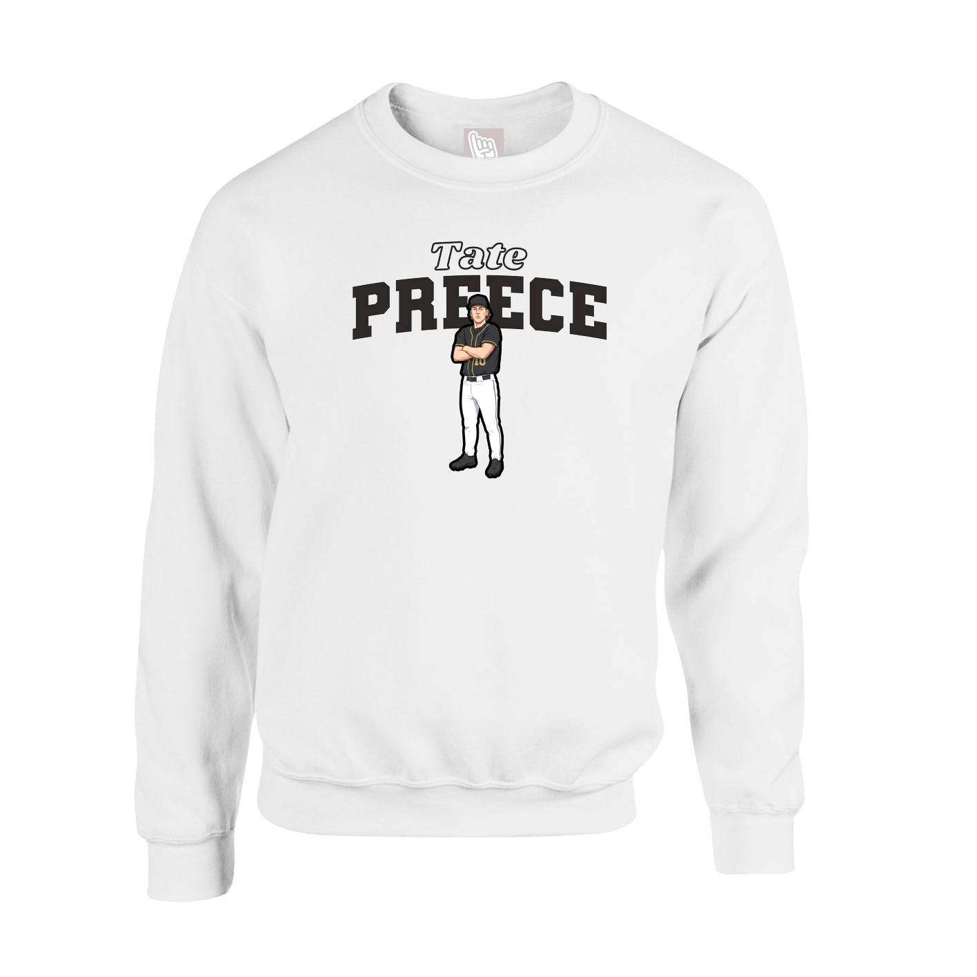 Fleece Crew — Name Arch in White